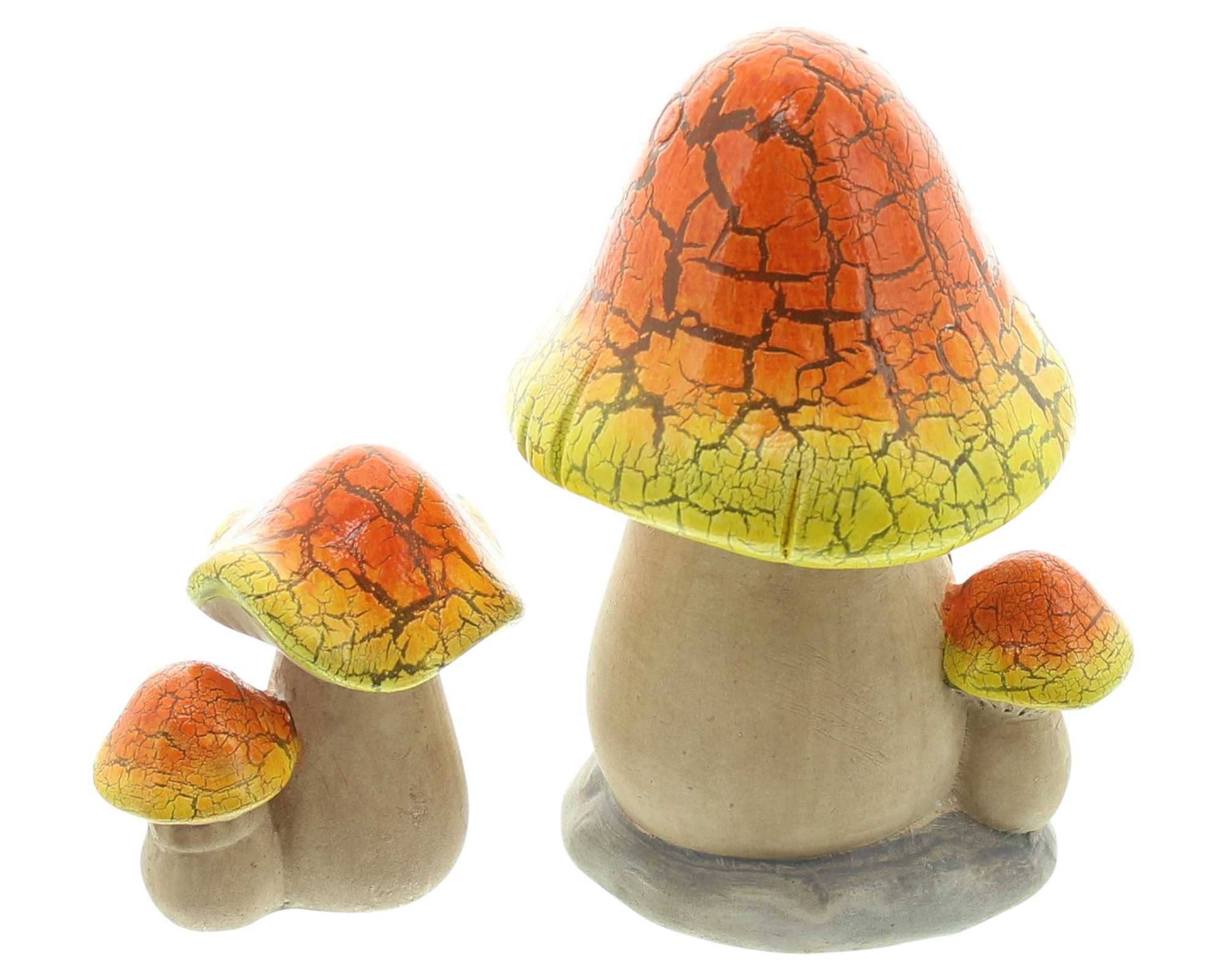 Dekoleidenschaft LED Dekofigur "Pilzhaus" Terracotta Herbstdeko, Pilze mit Beleuchtung, Pilzdeko, Pilzhäuschen, Herbst Deko, Leuchtdeko kabellos