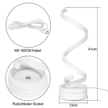 ZMH LED Tischleuchte Nachttischlampe 12W Modern Wohnzimmer Spiralförmig, Dimmbare Berührungsschalter, LED fest integriert, warmweiß-kaltweiß, Weiß