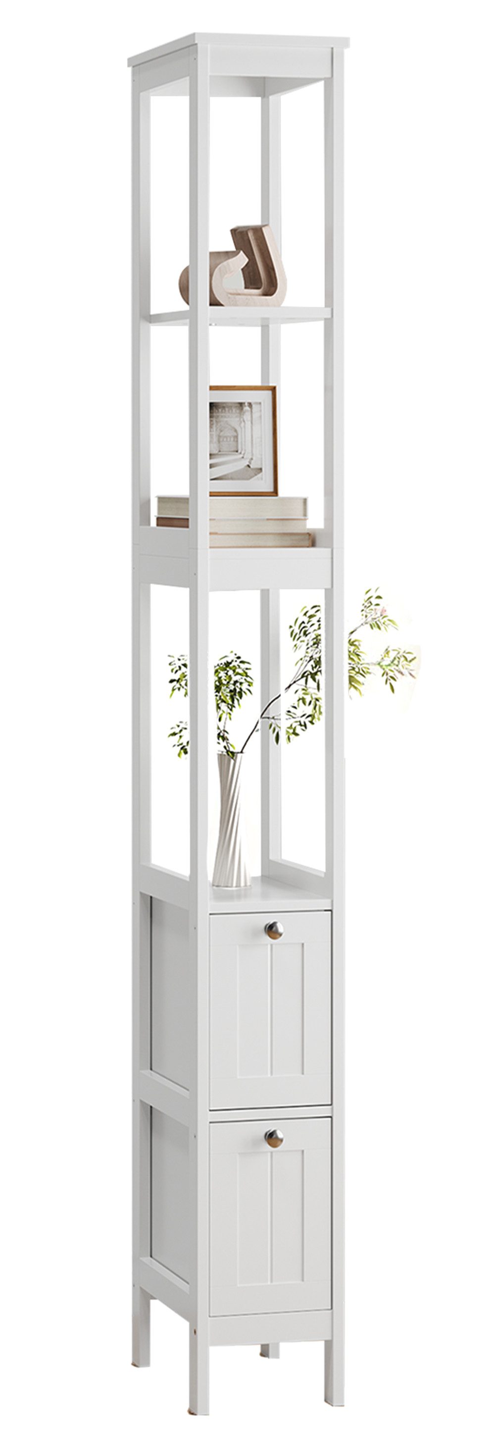Yorbay Hochschrank Badkommode, Badezimmerschrank mit 3 Regalen & 2 Schublad günstig online kaufen