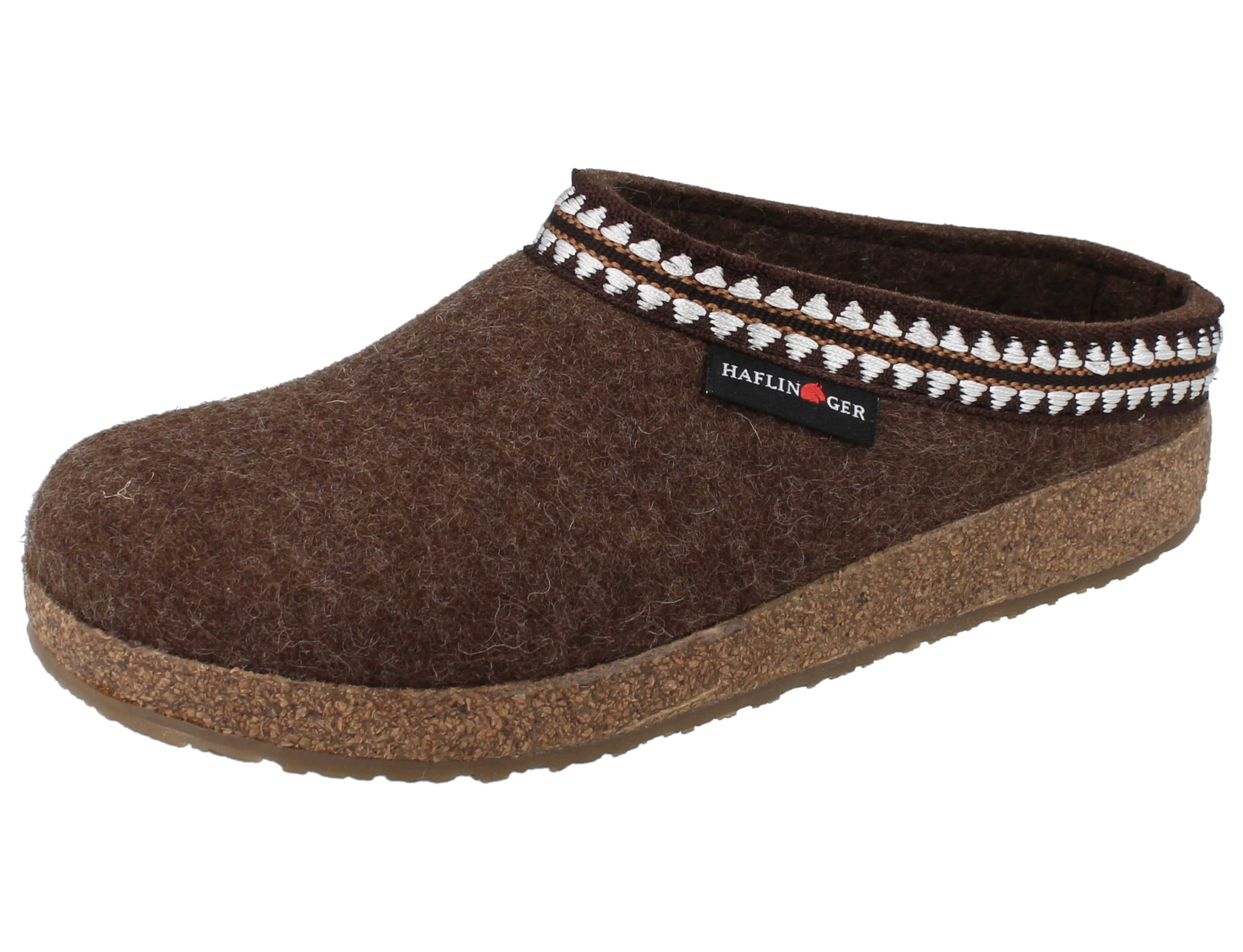 Haflinger HAFLINGER Grizzly Lucky Damen Hausschuhe braun Wollfilz - Größe: 40 Clog Atmungsaktiv