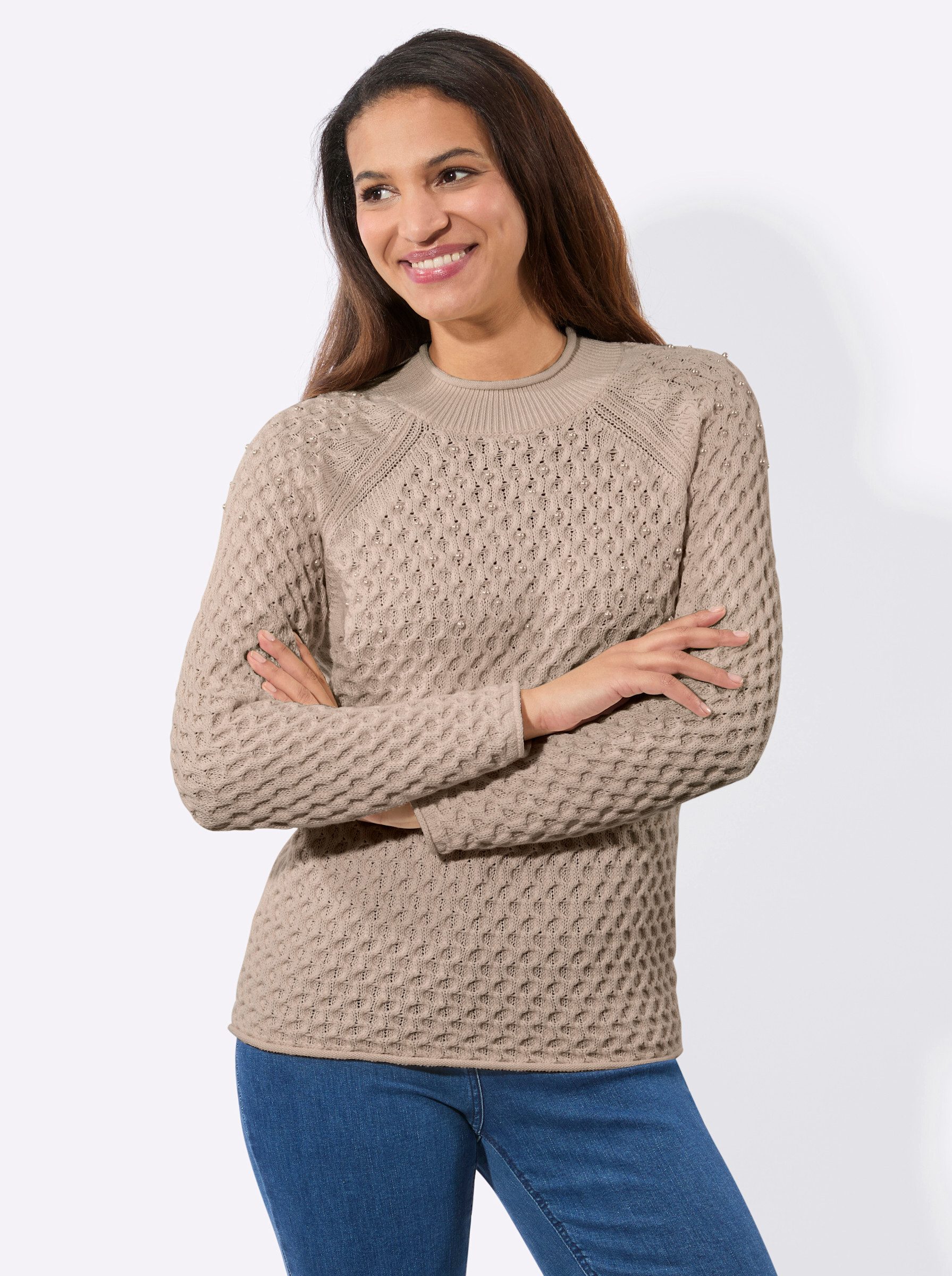 Strickpullover Pullover Langarm Struktur, Mustermix gestrickt