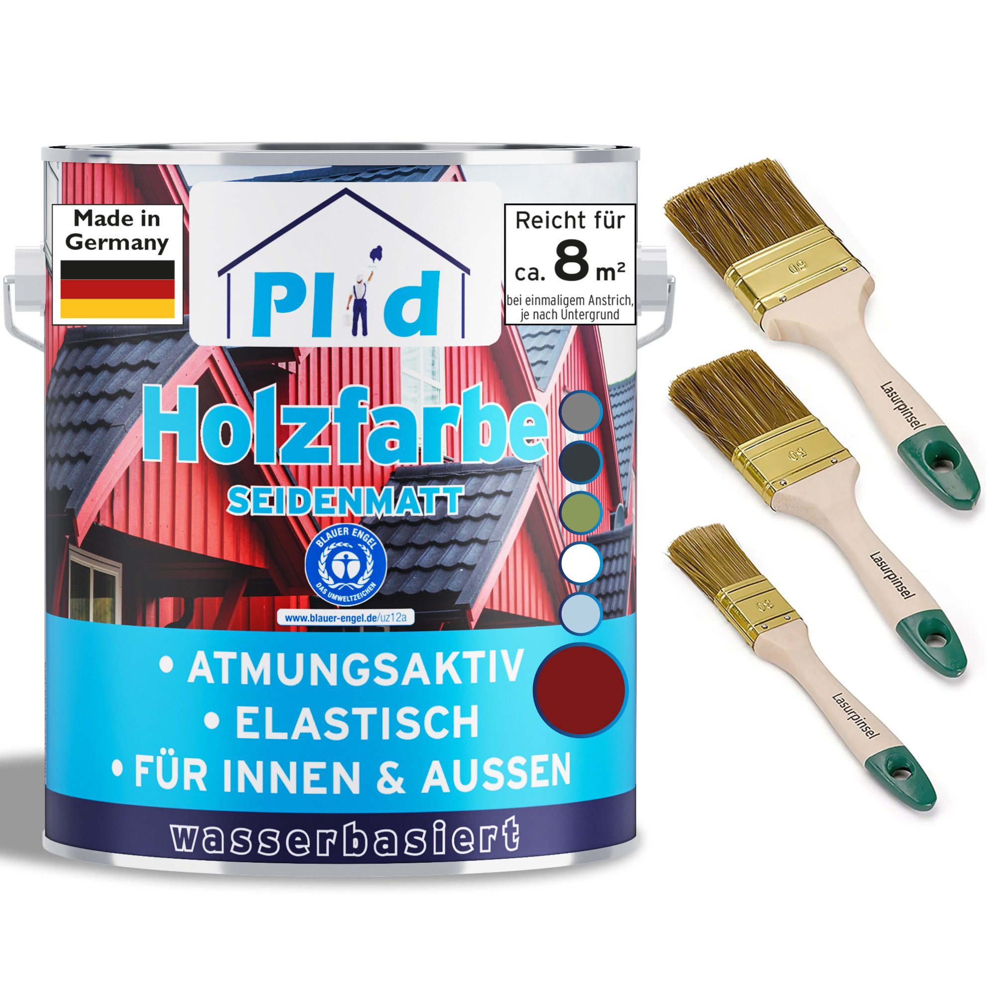 plid Holzlack Premium Holzfarbe Holzlack Farbe für Holz Pinsel, Schnelltrocknend, verarbeitungsfertig