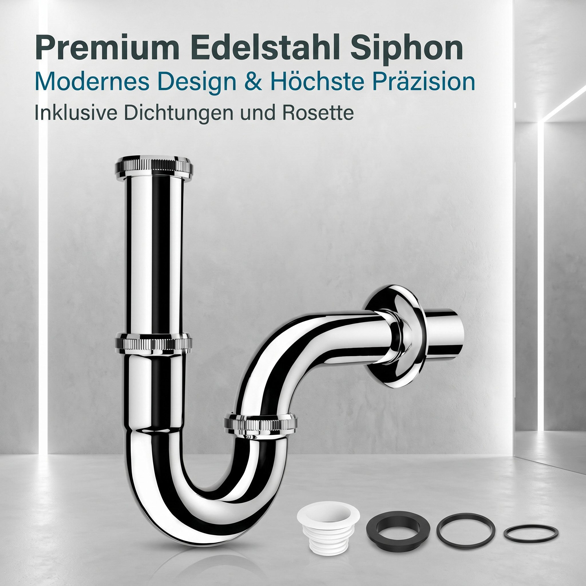 AIMAX Siphon Siphon Waschbecken 1 1/4 Zoll Edelstahl Geruchsverschluss