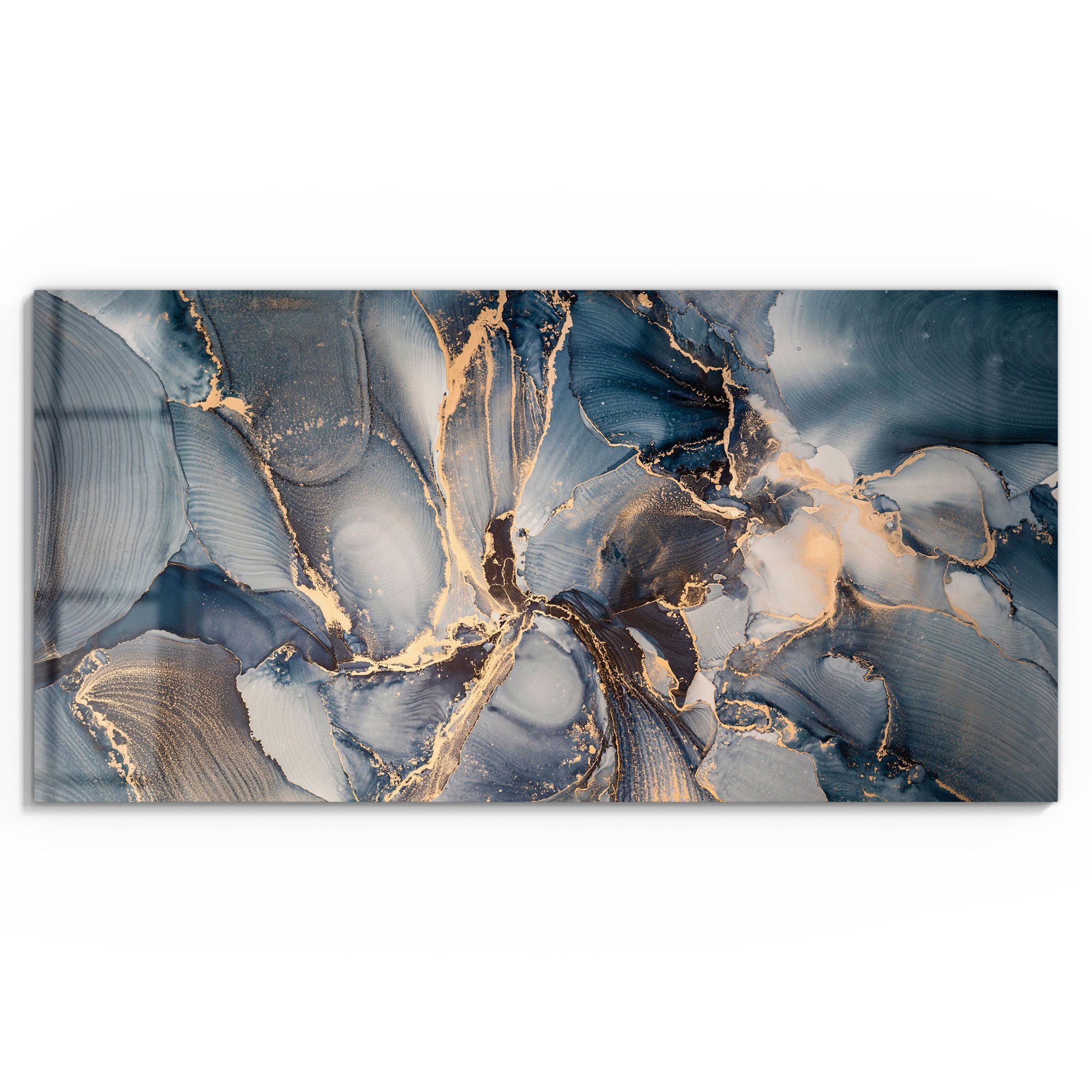 DEQORI Glasbild 'Marmor-Farbspiel mit Gold', 'Marmor-Farbspiel günstig online kaufen