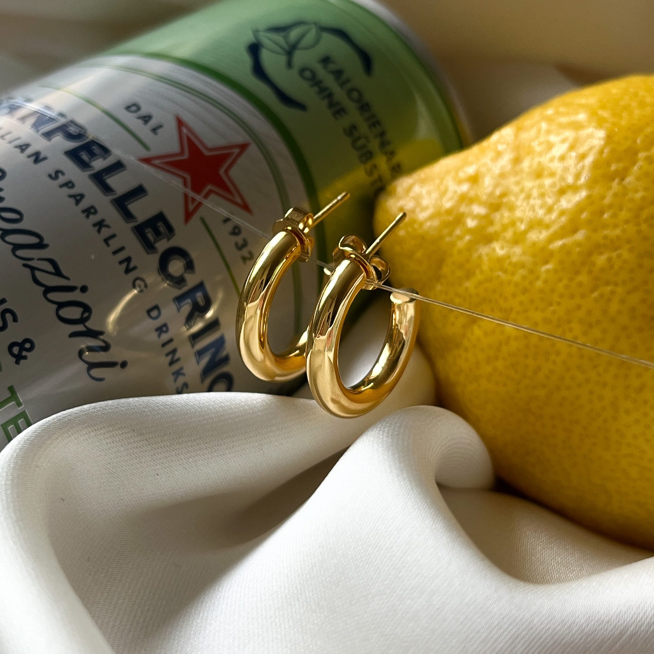 Brandlinger Paar Creolen Ohrringe Neapel, Statement Creolen vergoldet mit 18 Karat Gold