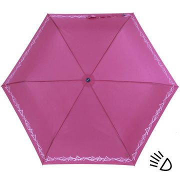 Knirps® Taschenregenschirm Kinderschirm 4Kids reflective mit Reflexborte, Sicherheit auf dem Schulweg, leicht, uni, pink