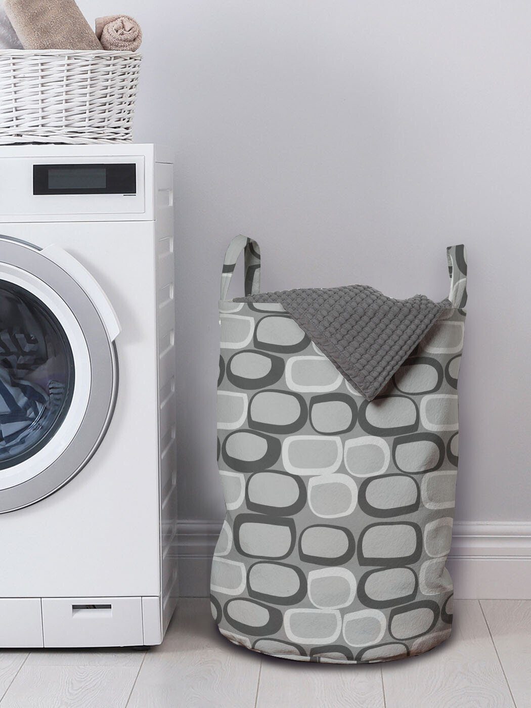 Abakuhaus Wäschesäckchen Wäschekorb mit Griffen Kordelzugverschluss Steinwand-Muster für Waschsalons, Abstrakt