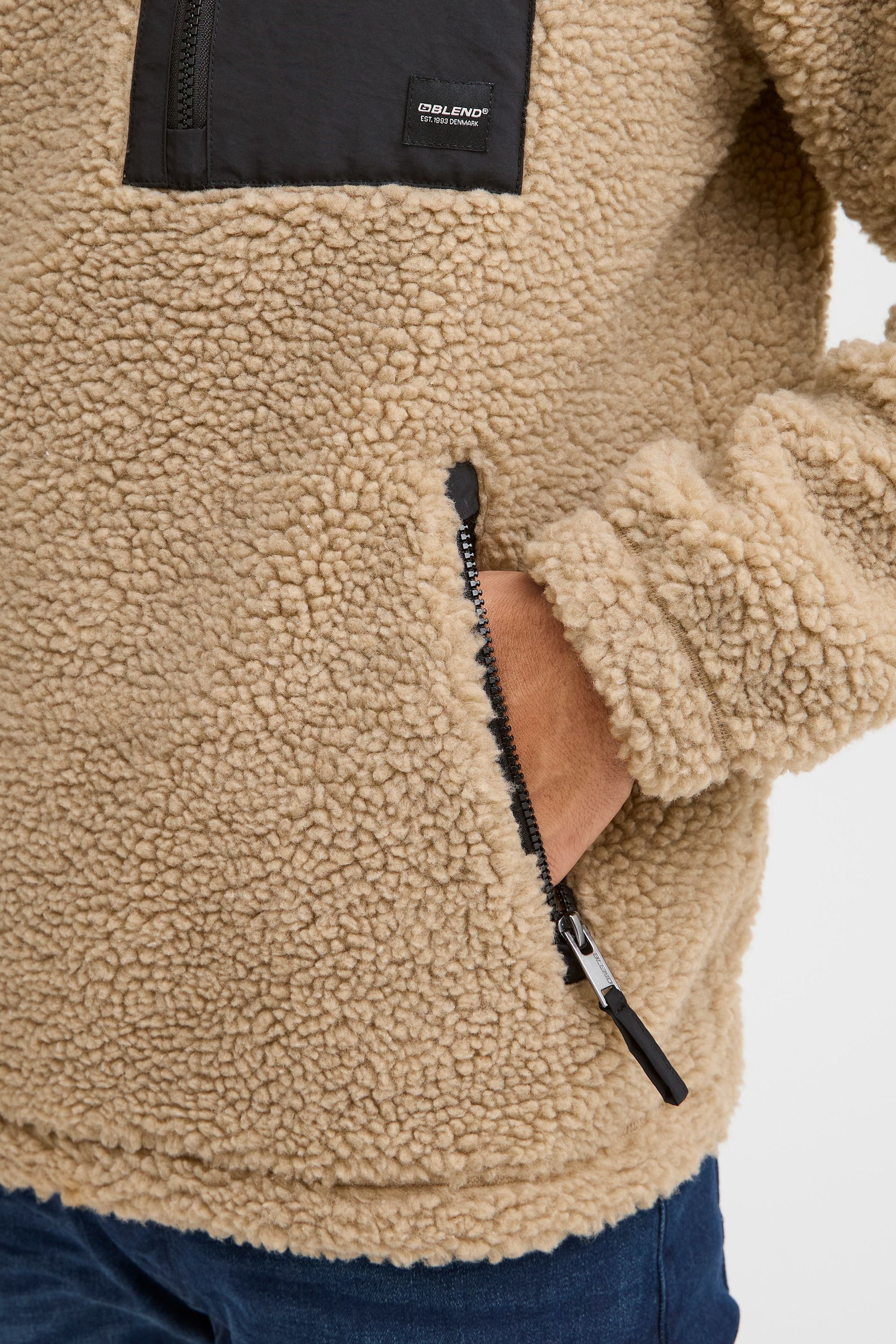 Blend Fleecejacke BHTotto (1-St) Lässiger Troyer in Teddy-Optik
