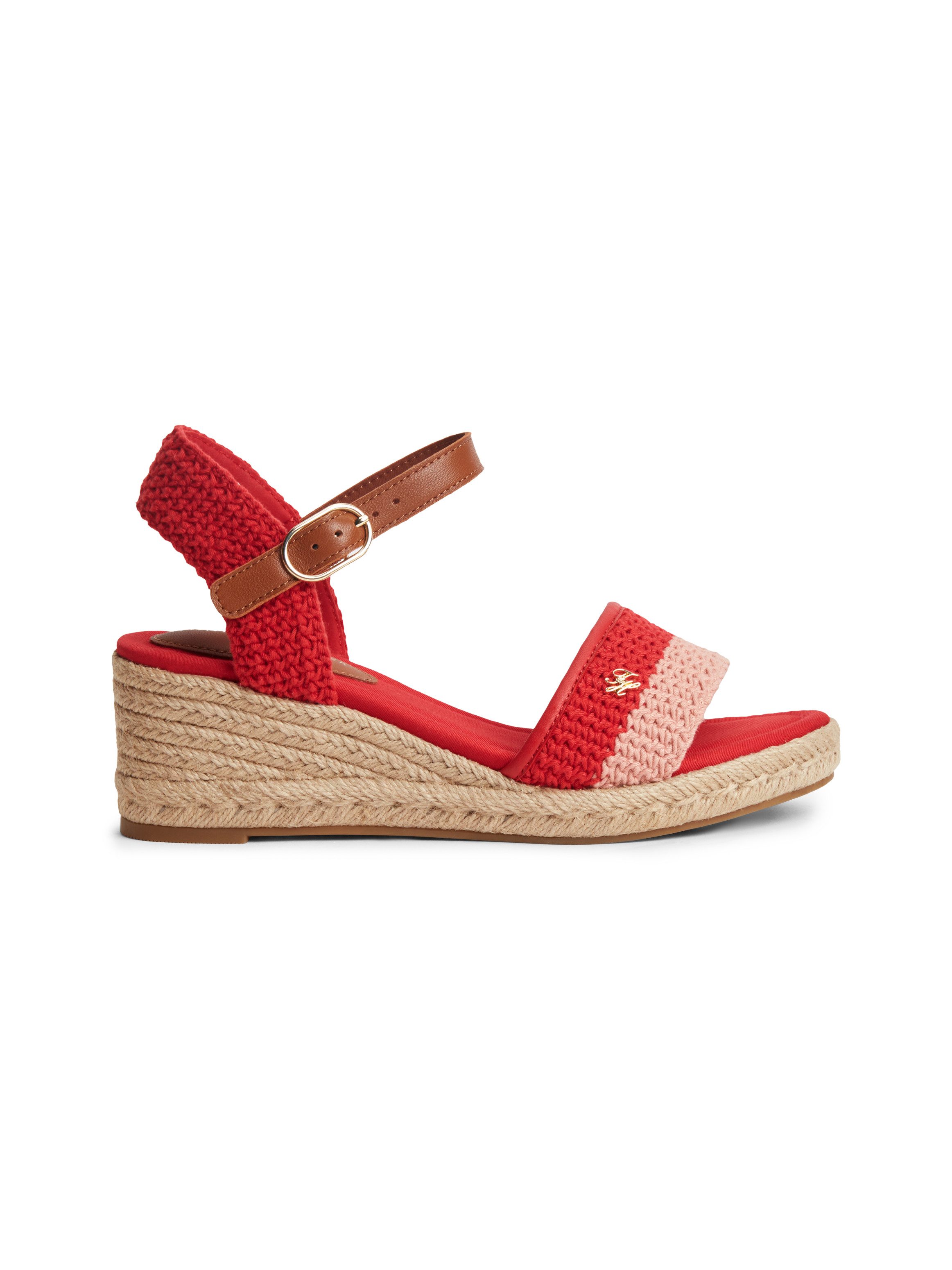 Tommy Hilfiger TH MID ESPAD WEDGE CROCHET Keilsandalette Sommerschuh, Riemchensandale in sommerlicher Häkel-Optik, schmale Form – Bild 4 von 5
