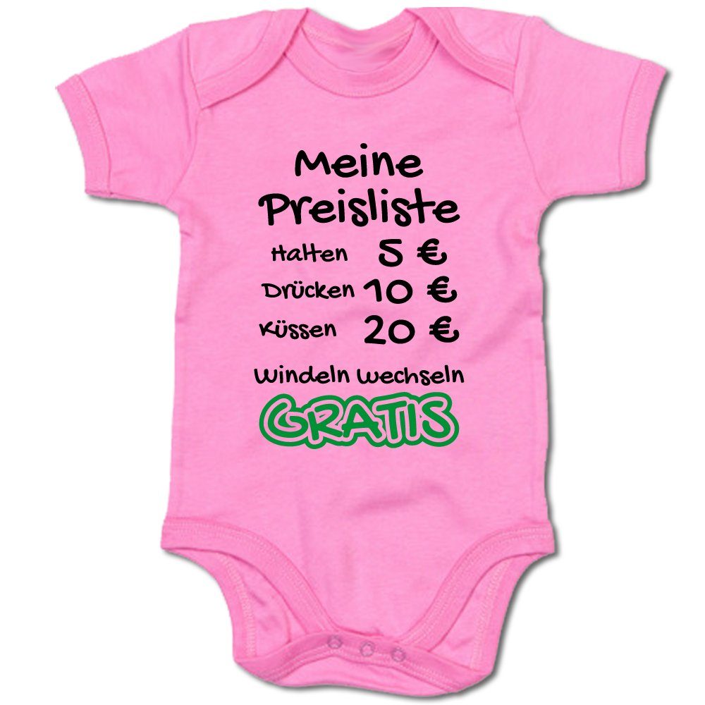 G-graphics Kurzarmbody Meine Preisliste – Halten, Drücken, Küssen, Windeln wechseln Baby Body mit Spruch / Motiv / Aufdruck • zur Geburt / Babyparty