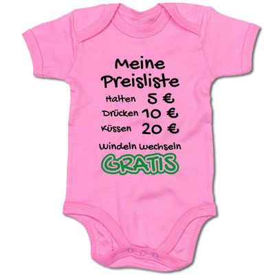 G-graphics Kurzarmbody Baby Body - Meine Preisliste – Halten, Drücken, Küssen, Windeln wechseln mit Spruch / Sprüche • Babykleidung • Geschenk zur Geburt / Taufe / Babyshower / Babyparty • Strampler