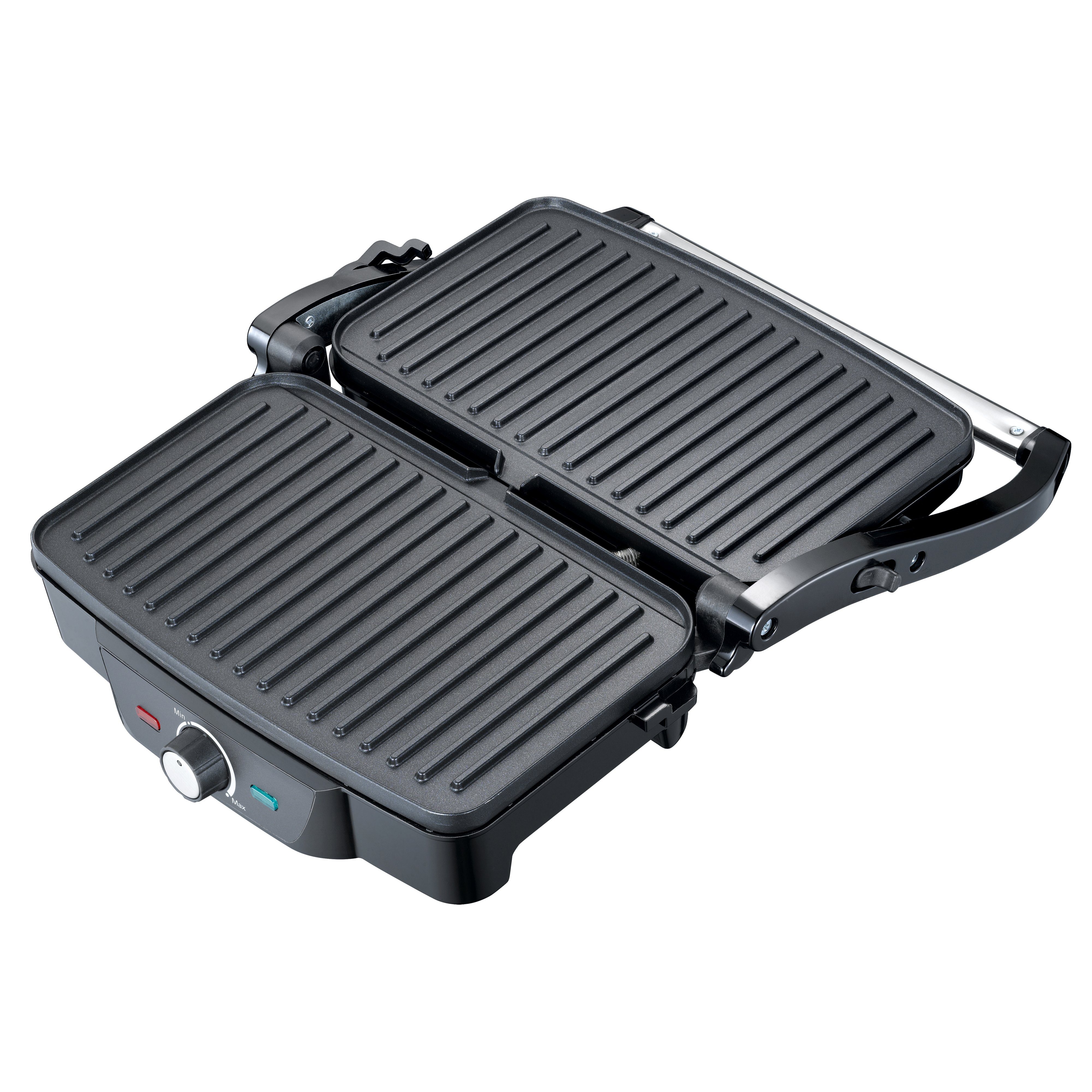 MELISSA Paninigrill 16240108, 1600 W, 180° Öffnung mit anpassbarer Grilldicke, Cool-Touch-Griff & Antihaft