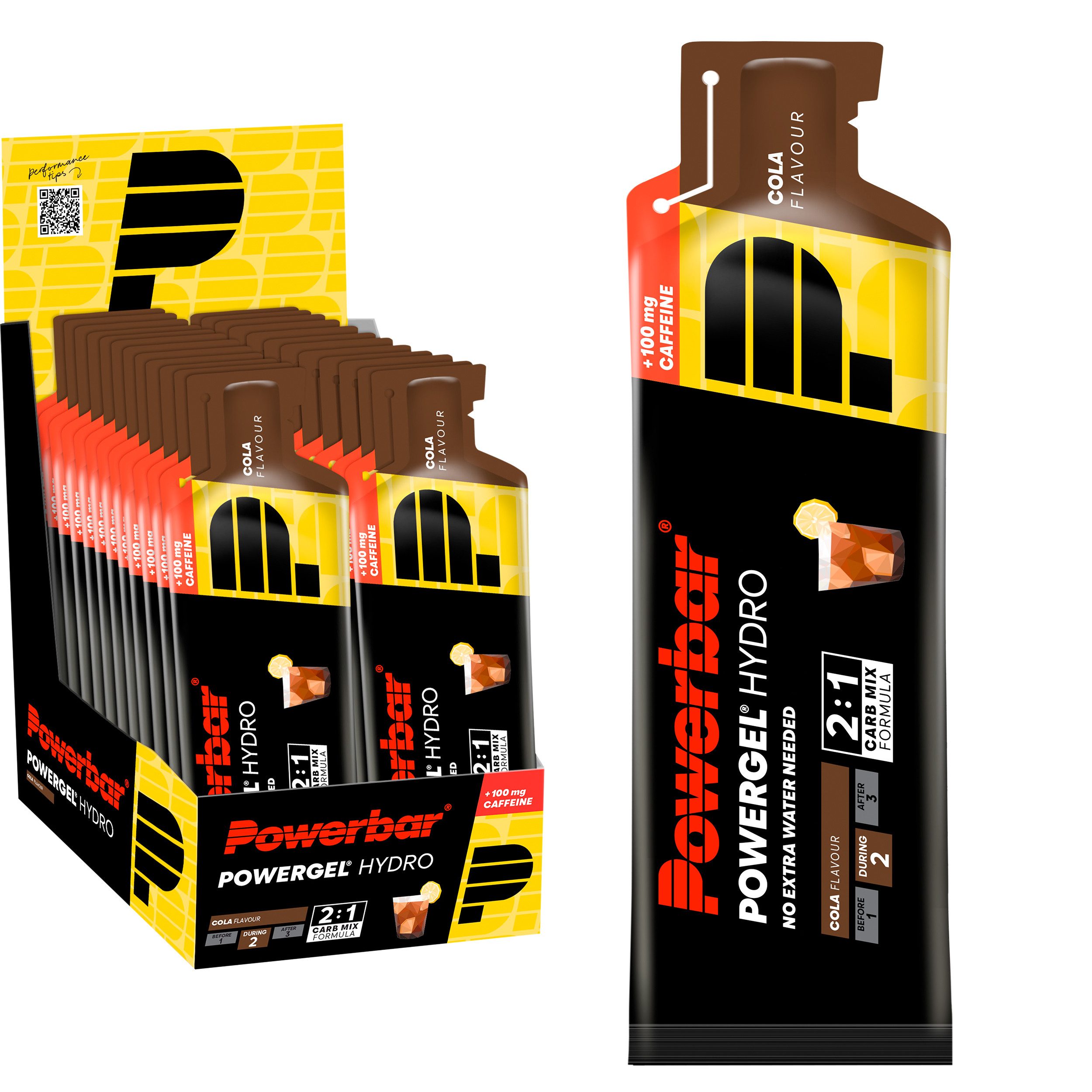 PowerBar PowerGel Hydro Cola High Carb Energie Gel Natrium Koffein 24 x 67 ml Gel, Packung à 24 St., 1.608 ml