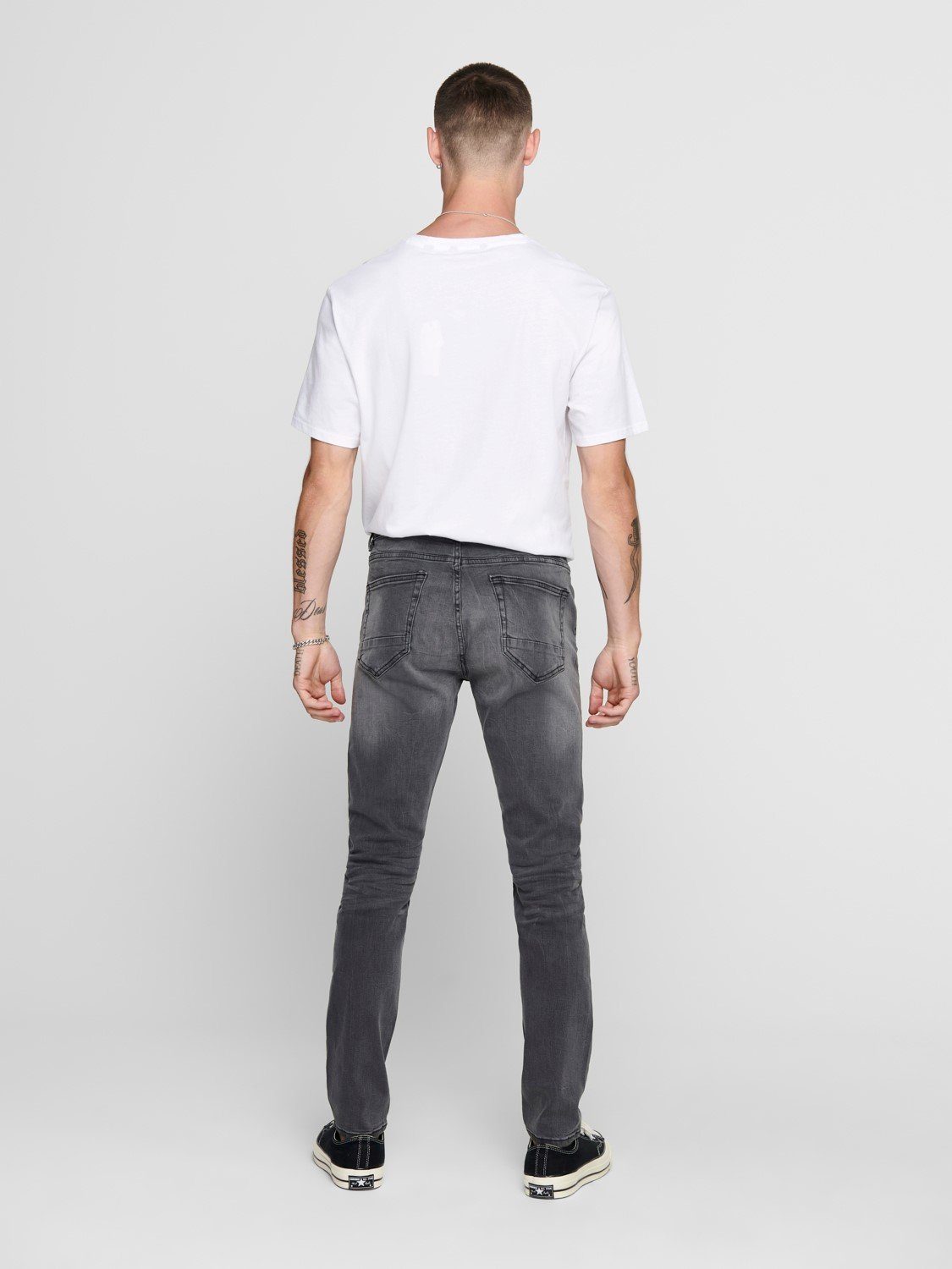 Washed Stoned (1-tlg) Hose Basic Slim-fit-Jeans ONSWARP SONS in Fit Grau Skinny Jeans Pants Denim ONLY & 3977