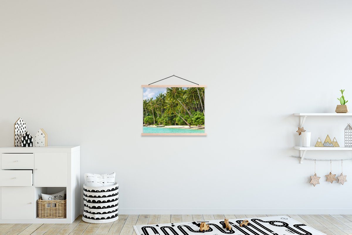 MuchoWow Poster Palme - Meer - Tropisch, (1 St), Posterleiste, Textilposter für Wohnzimmer, Bilderleiste, Magnetisch