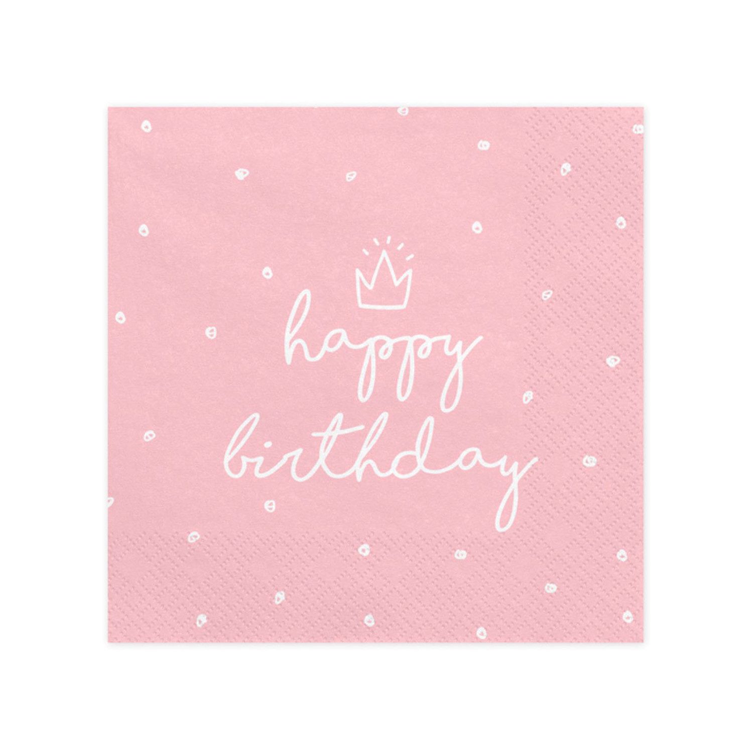 partydeco Hängedekoration Servietten Happy Birthday rosa 33x33cm/20St.