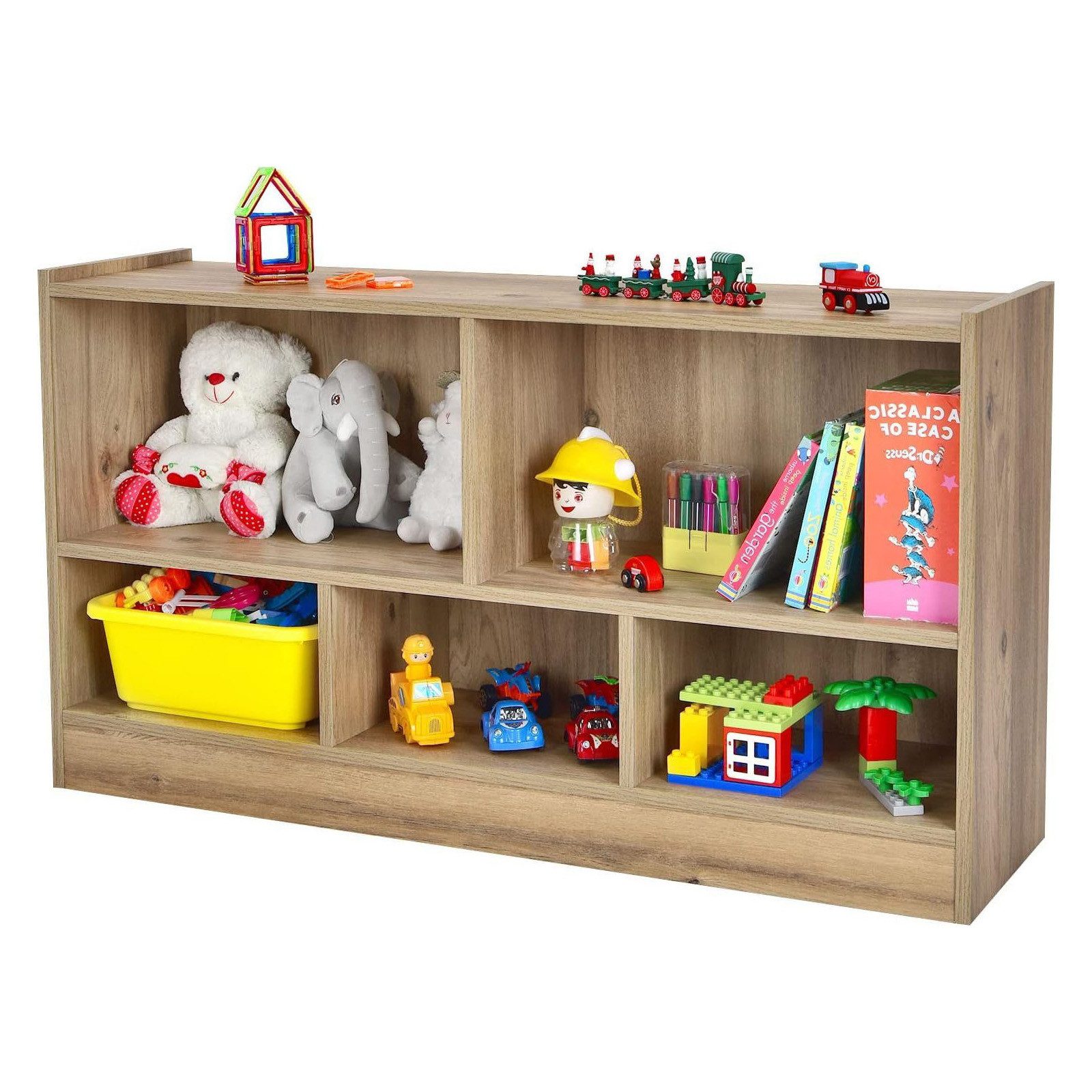 KOMFOTTEU Kinderregal Bücherregal, mit 5 Fächern, Rutschfesten Fußpolstern günstig online kaufen