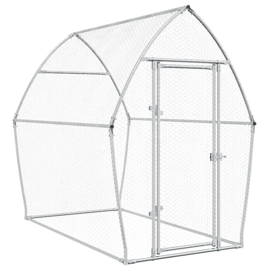 vidaXL Hühnerstall, Hühnerkäfig Silbern 200x105x182 cm Verzinkter Stahl