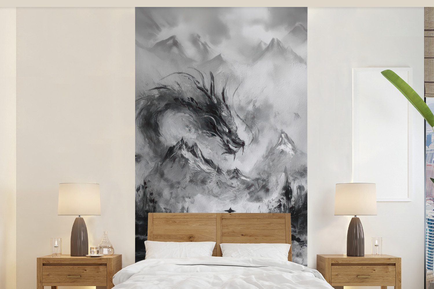 Fototapete Krieger - Drache - Grau