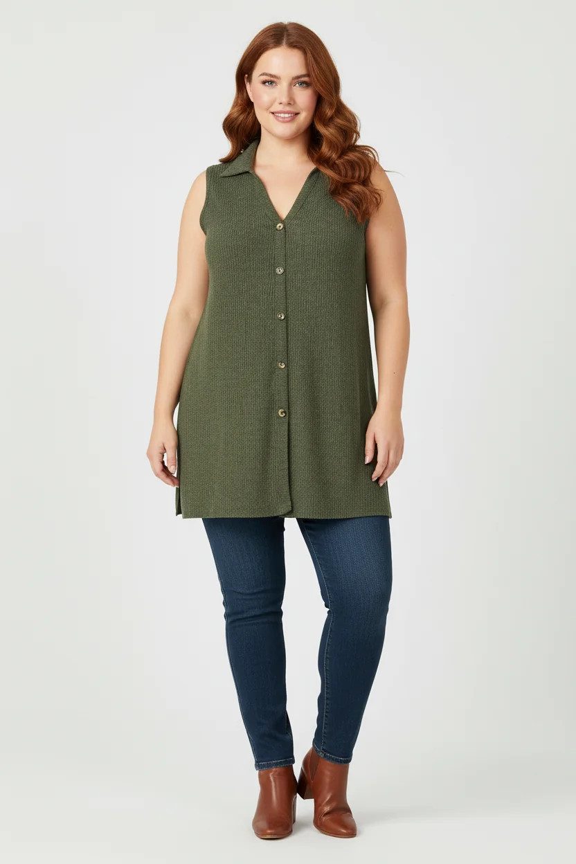 Shape of You Blusentop Ärmellose Bluse mit Struktur