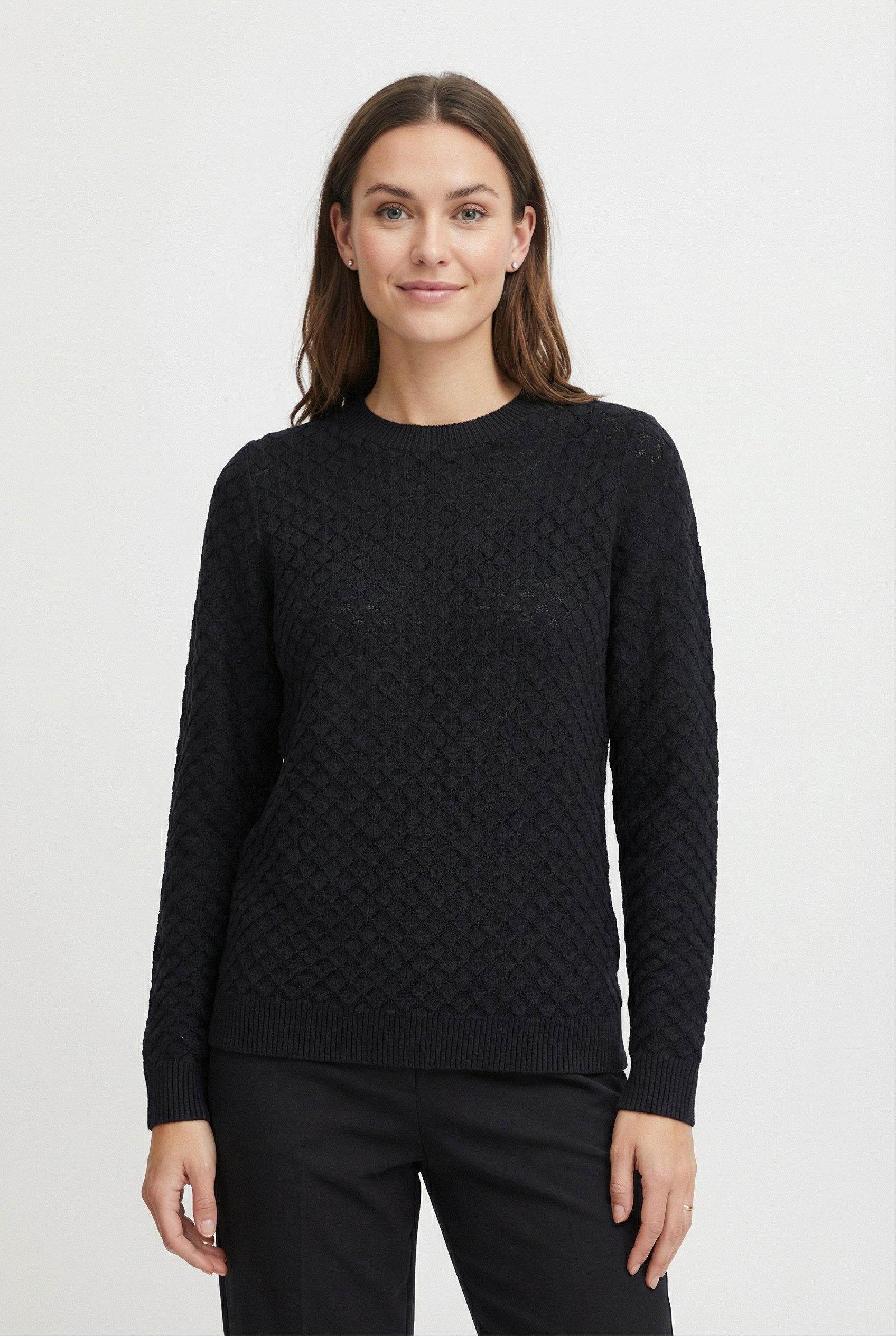 FREEQUENT Strickpullover FQDODO mit feinster Lochstickerei