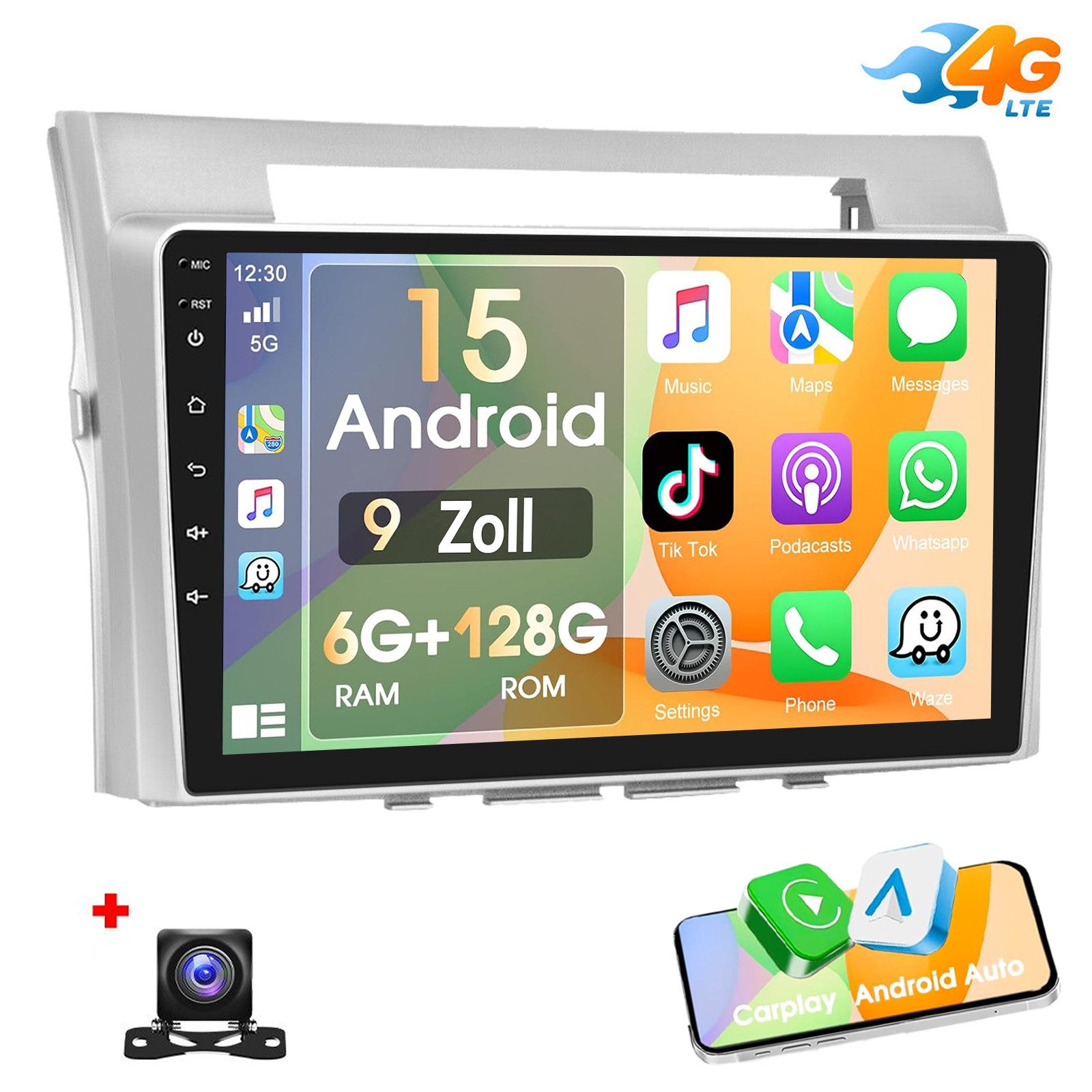 DAB+ 6+128G Für Toyota Corolla Verso 2003-2009 Android15 GPS NAVI WIFI Autoradio
