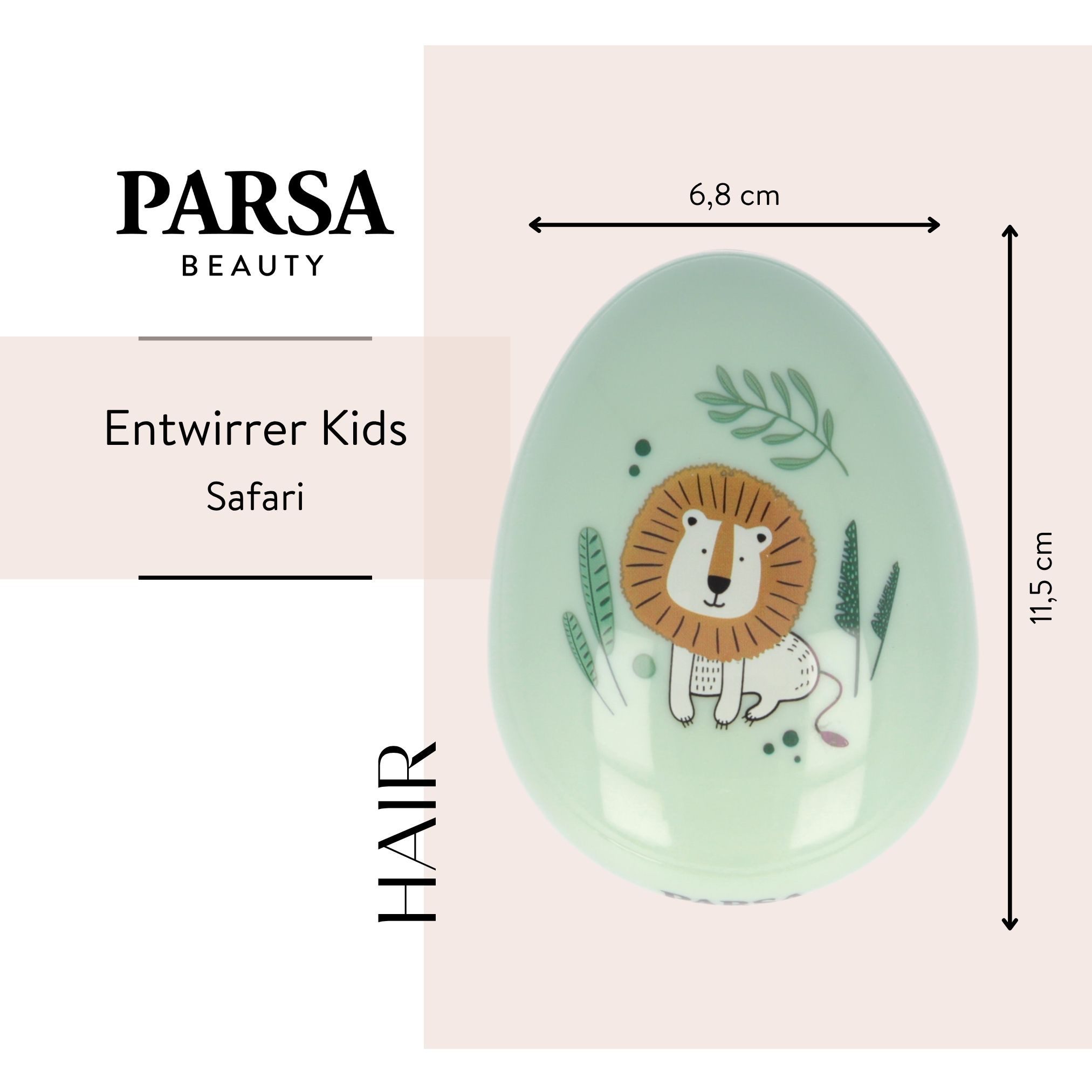 PARSA Beauty Haarbürste Kids Entwirrbürste Safari in Grün, sanftes Kämmen ohne Ziepen