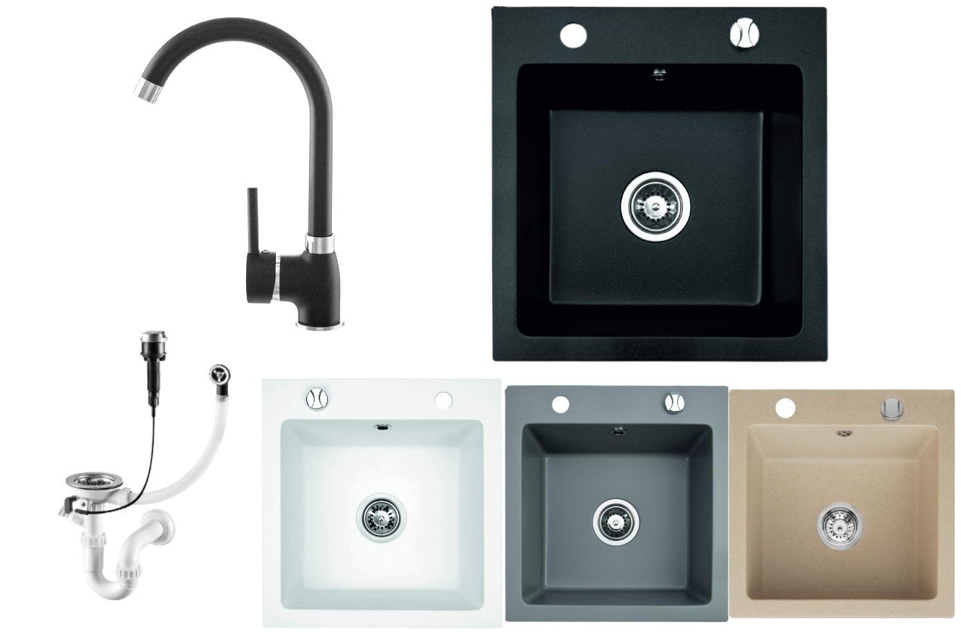 Faizee Möbel Granitspüle Granitspüle Küchenspüle inkl. Siphon & Armatur Ein günstig online kaufen