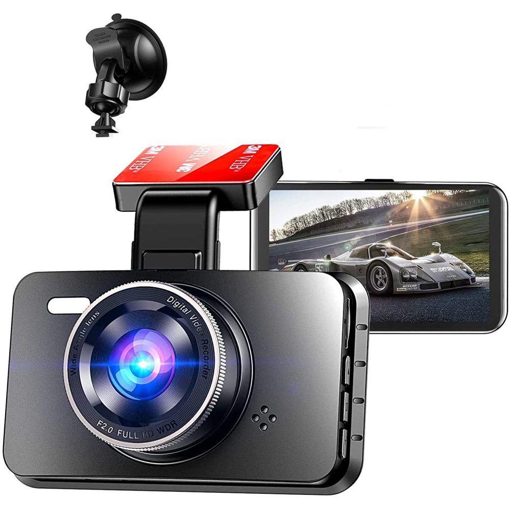 VKUSRA Dashcam Full HD 1080P Autokamera mit 170° Weitwinkelobjektiv Parkmonitor und G-Sensor Bewegungserkennung Loop-Aufnahme Nachtsicht WDR 3 Zoll LCD-Bildschirm 