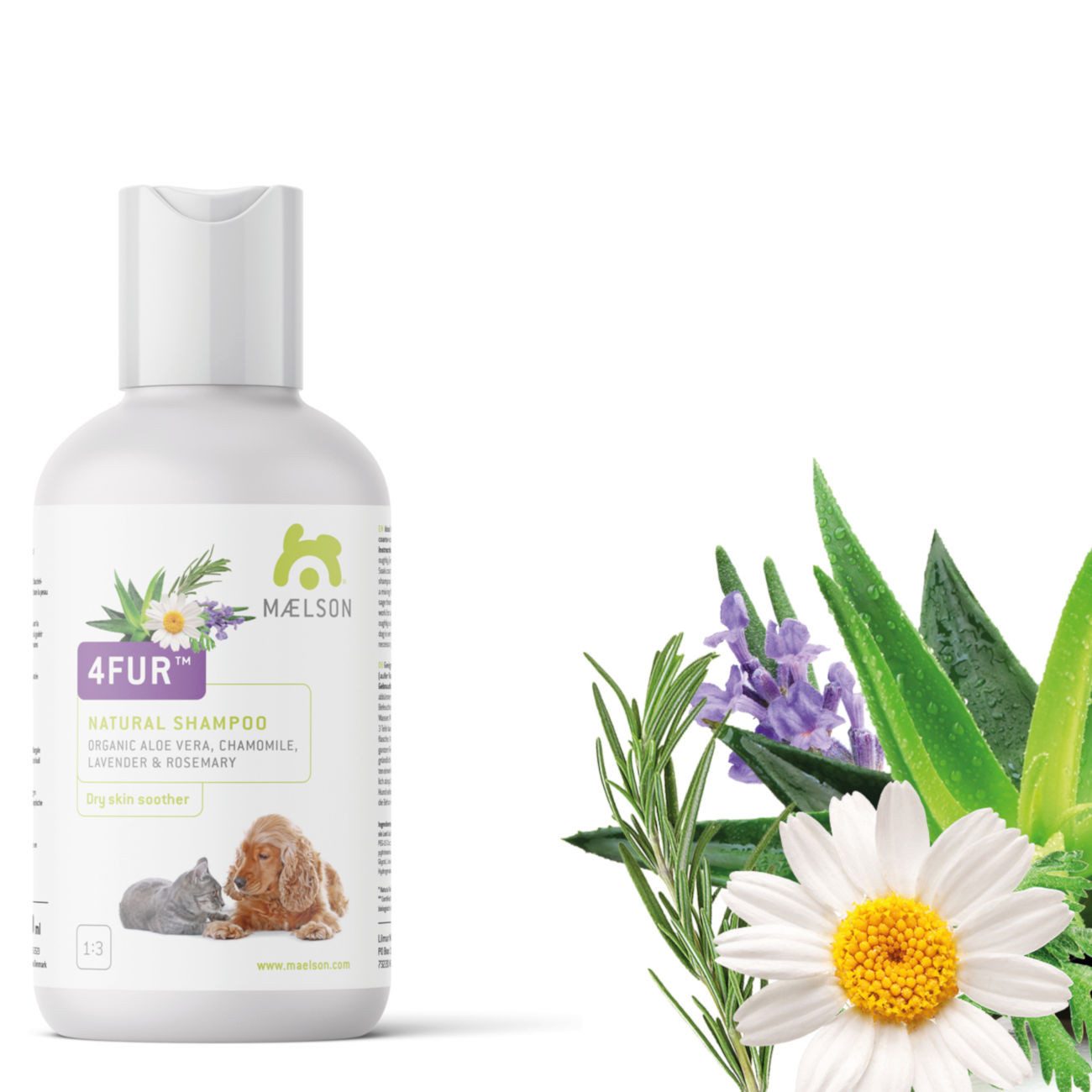 MAELSON Tiershampoo 4FUR Bio Aloe Vera, Kamille, Lavendel & Rosmarin 250 ml, Shampoo fü...