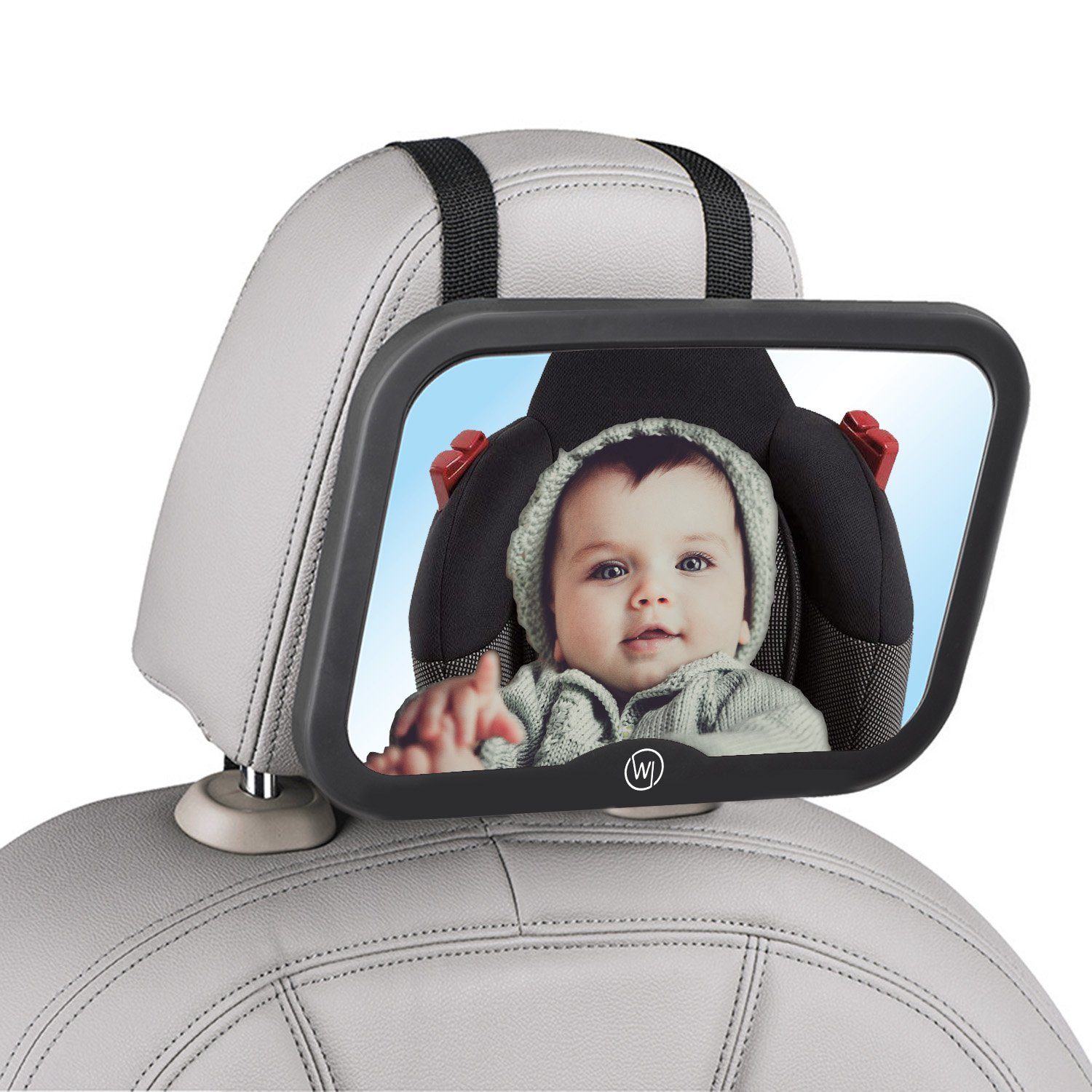 Wicked Chili Autokindersitz Auto Baby Spiegel für Kopfstütze - bruchsicher, (1er Set, 1-tlg), großer Rückspiegel, Babyspiegel mit Gurtsystem, Baby Erstausstattung &