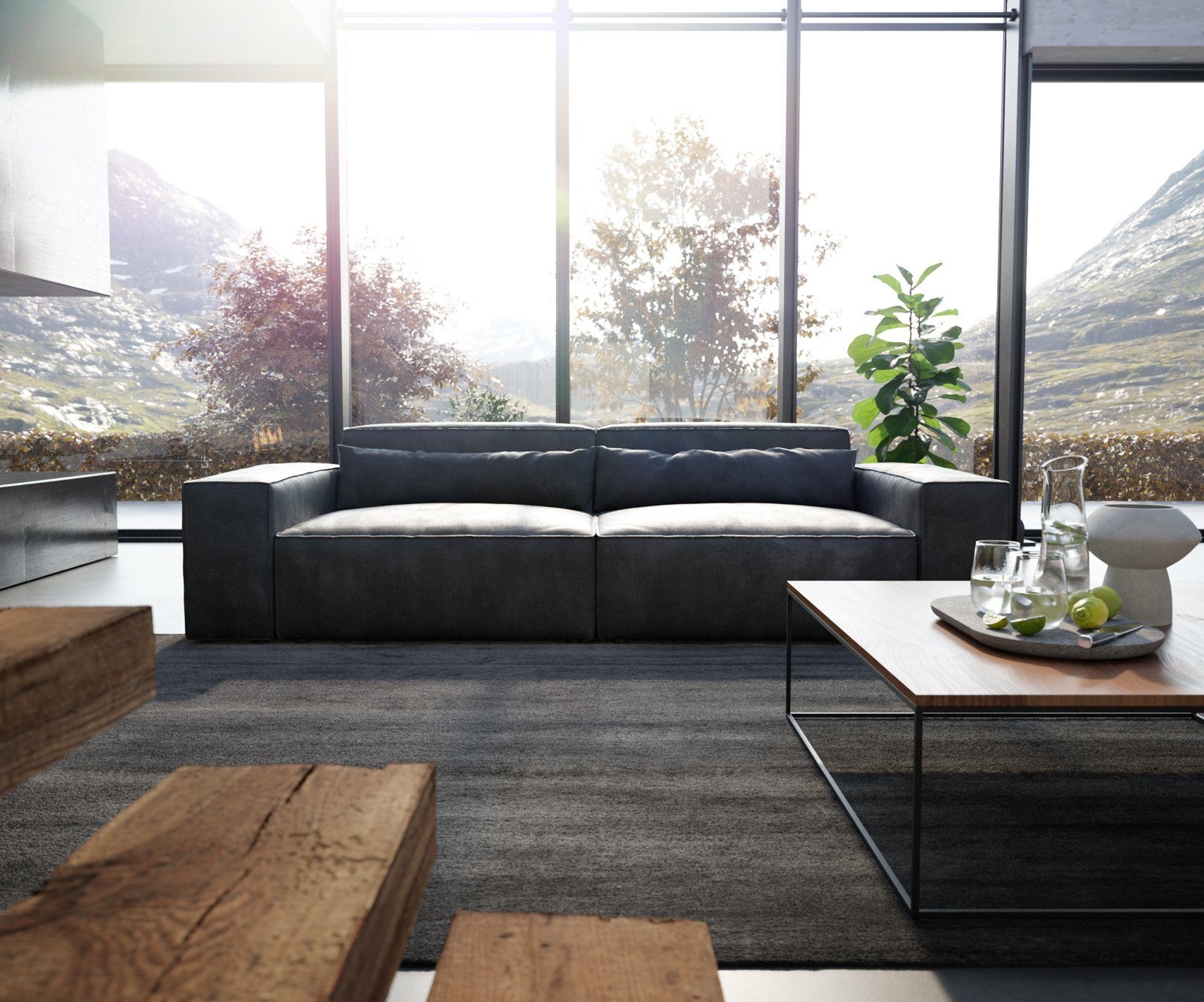 DELIFE Big-Sofa Sirpio, XL Lederimitat Vintage günstig online kaufen