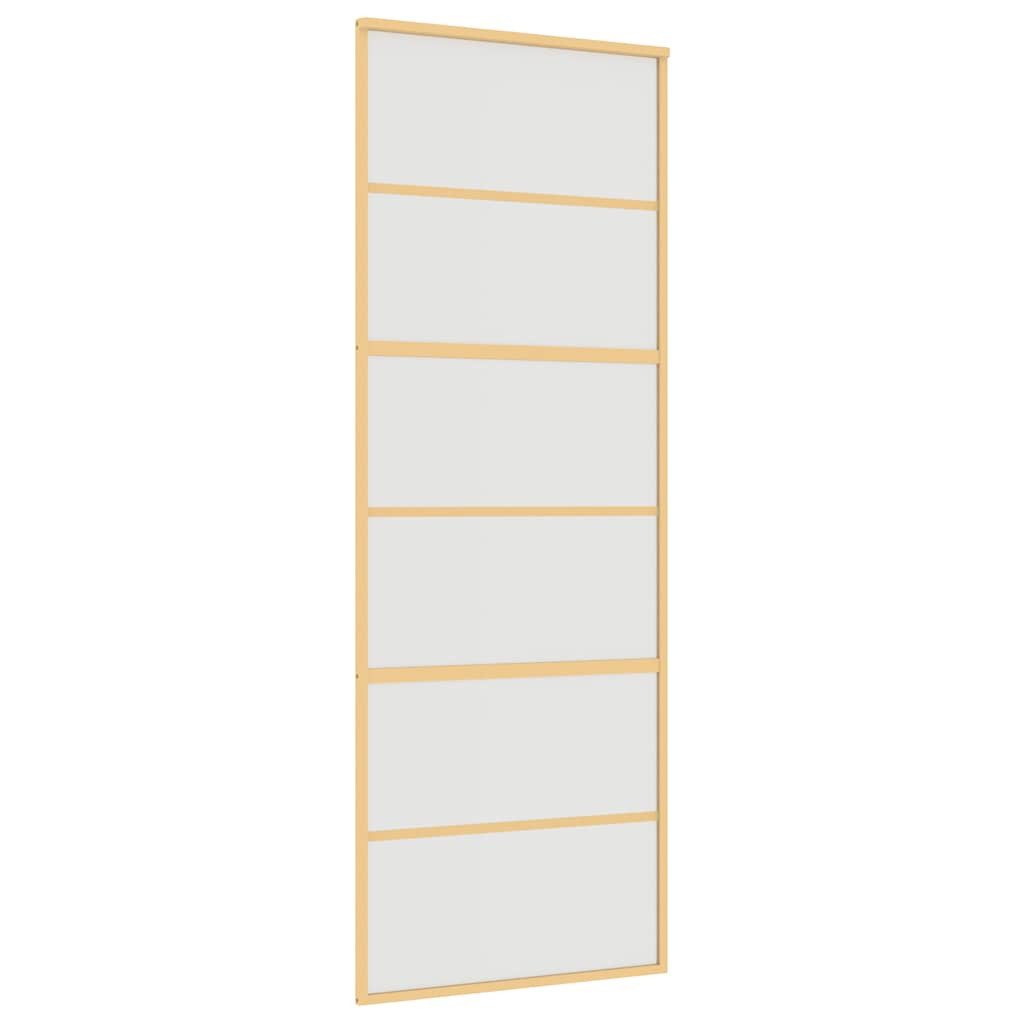 vidaXL Haustür Schiebetür Golden 76x205 cm Matt ESG-Glas und Aluminium (1-St)