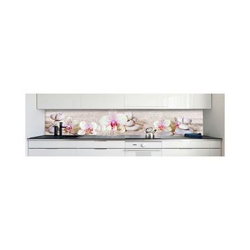 DRUCK-EXPERT Küchenrückwand Küchenrückwand Orchideen Weiß Hart-PVC 0,4 mm selbstklebend