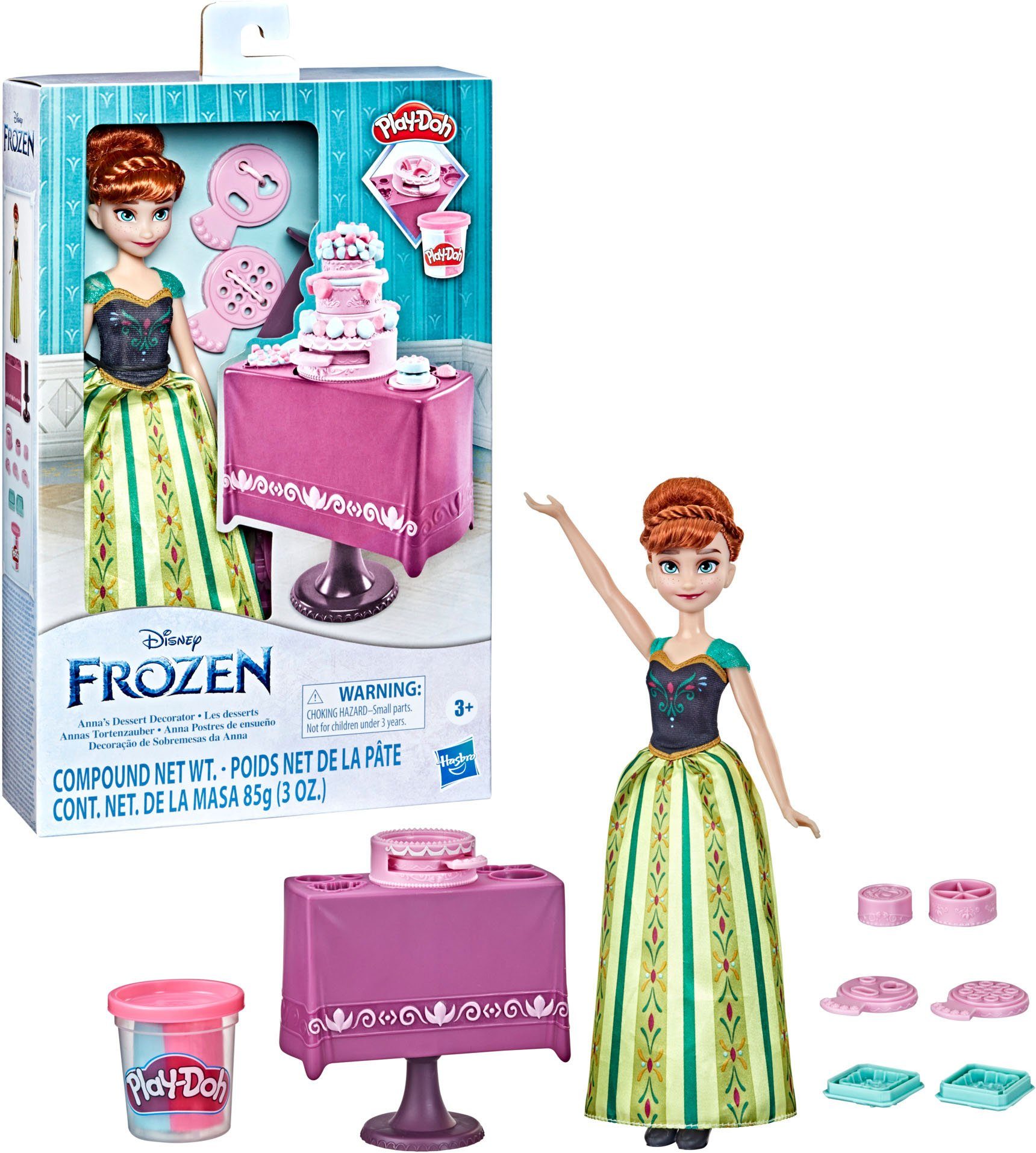 Hasbro Anziehpuppe Disney Die Eiskönigin, Annas Tortenzauber, mit  zweifarbiger Play-Doh Knete