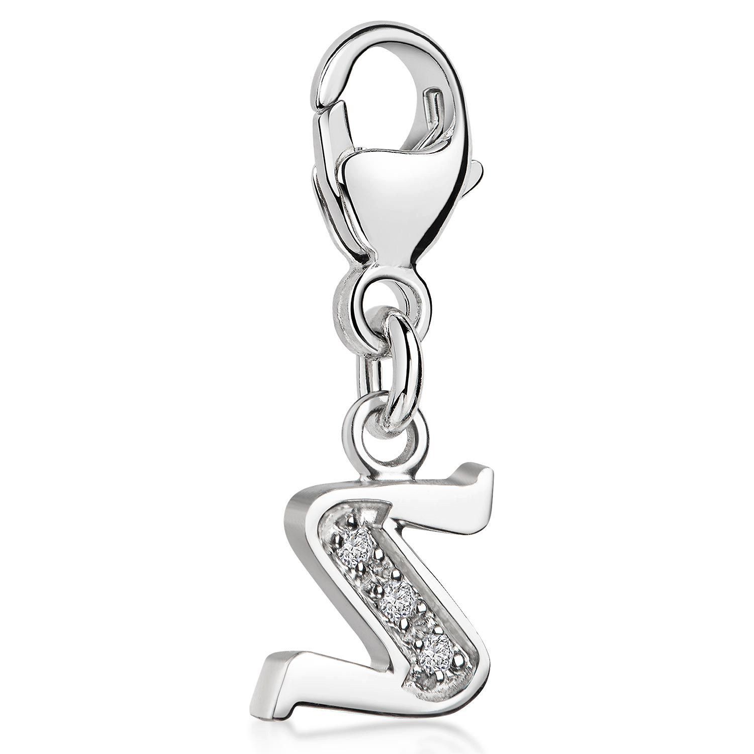 Charm Buchstabe Silber Anhänger Buchstabe " S " Alphabet Zirkonia C69