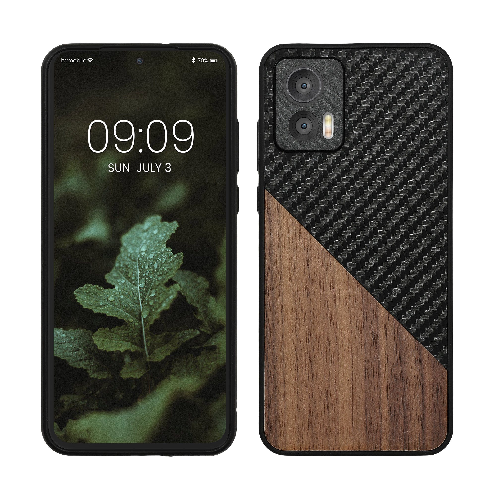 kwmobile Handyhülle Hülle für Motorola Edge 30 Neo, Holz Handy Schutzcase - Handy Case Schutzhülle - Smartphone Cover