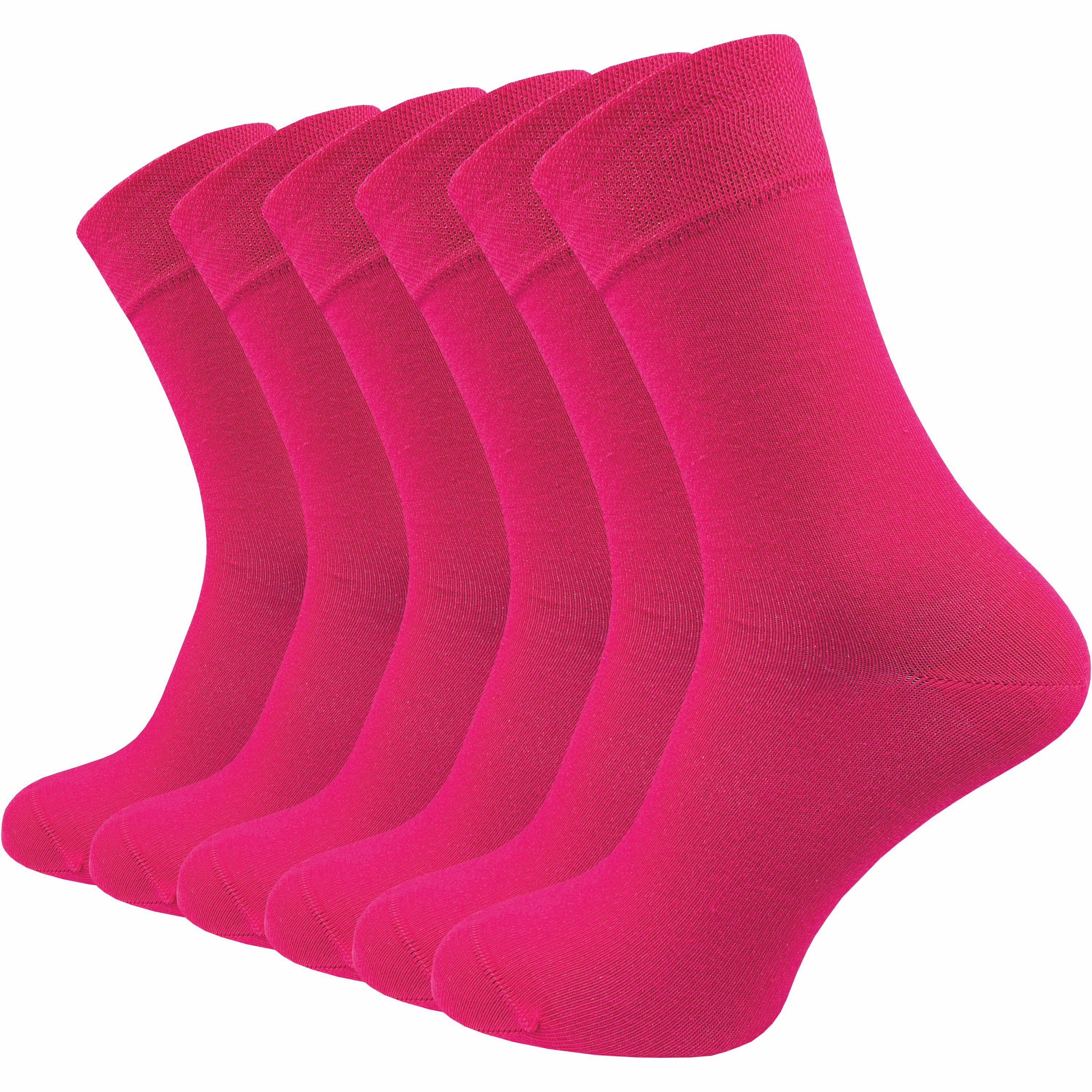 GAWILO Socken für Damen & Herren - Premium Komfortbund ohne drückende Naht (6 Paar) schwarz, grau & blau - aus hochwertiger, doppelt gekämmter Baumwolle fuchsia