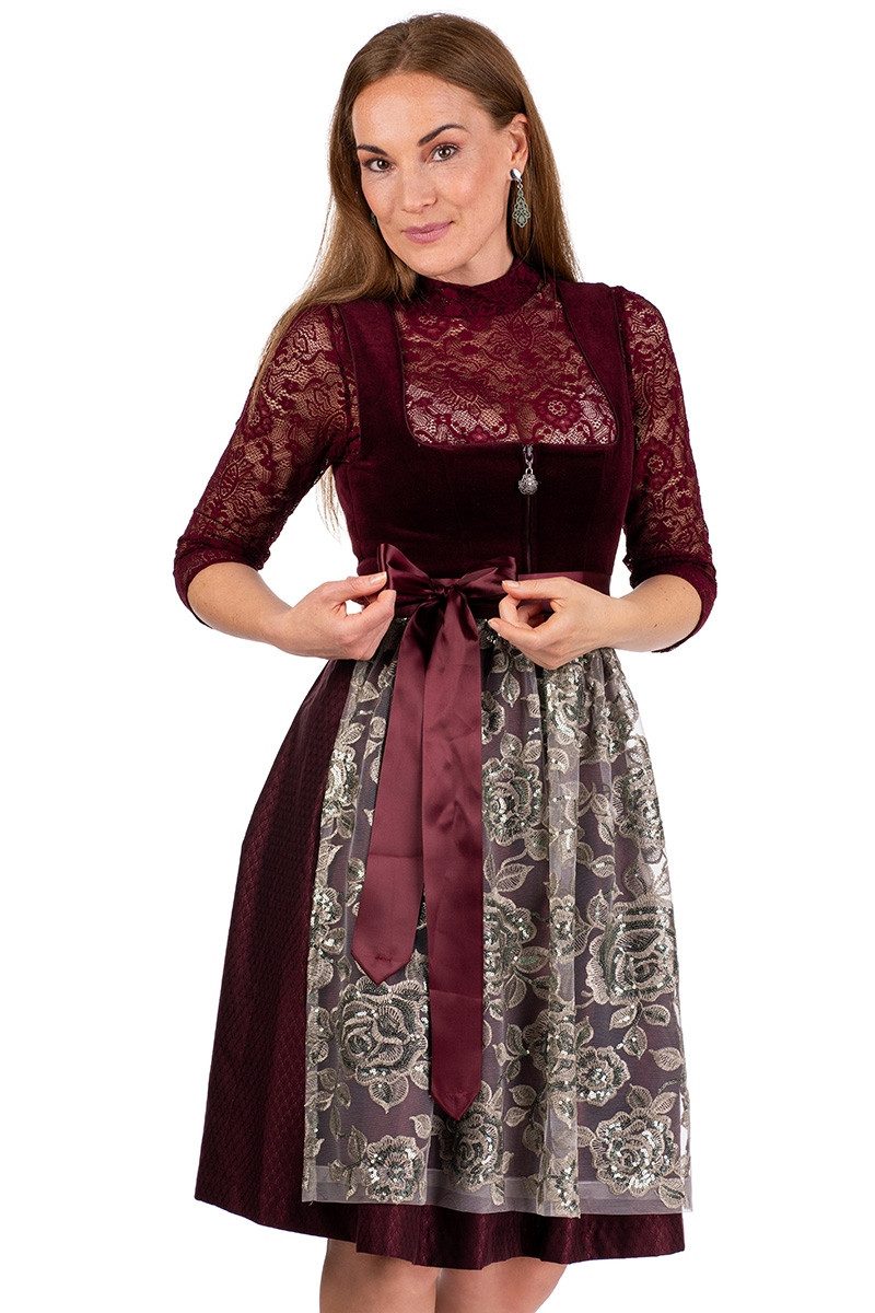 MarJo Dirndl Samt Dirndl 2tlg. - VEITSBRONN - wine/taupe günstig online kaufen