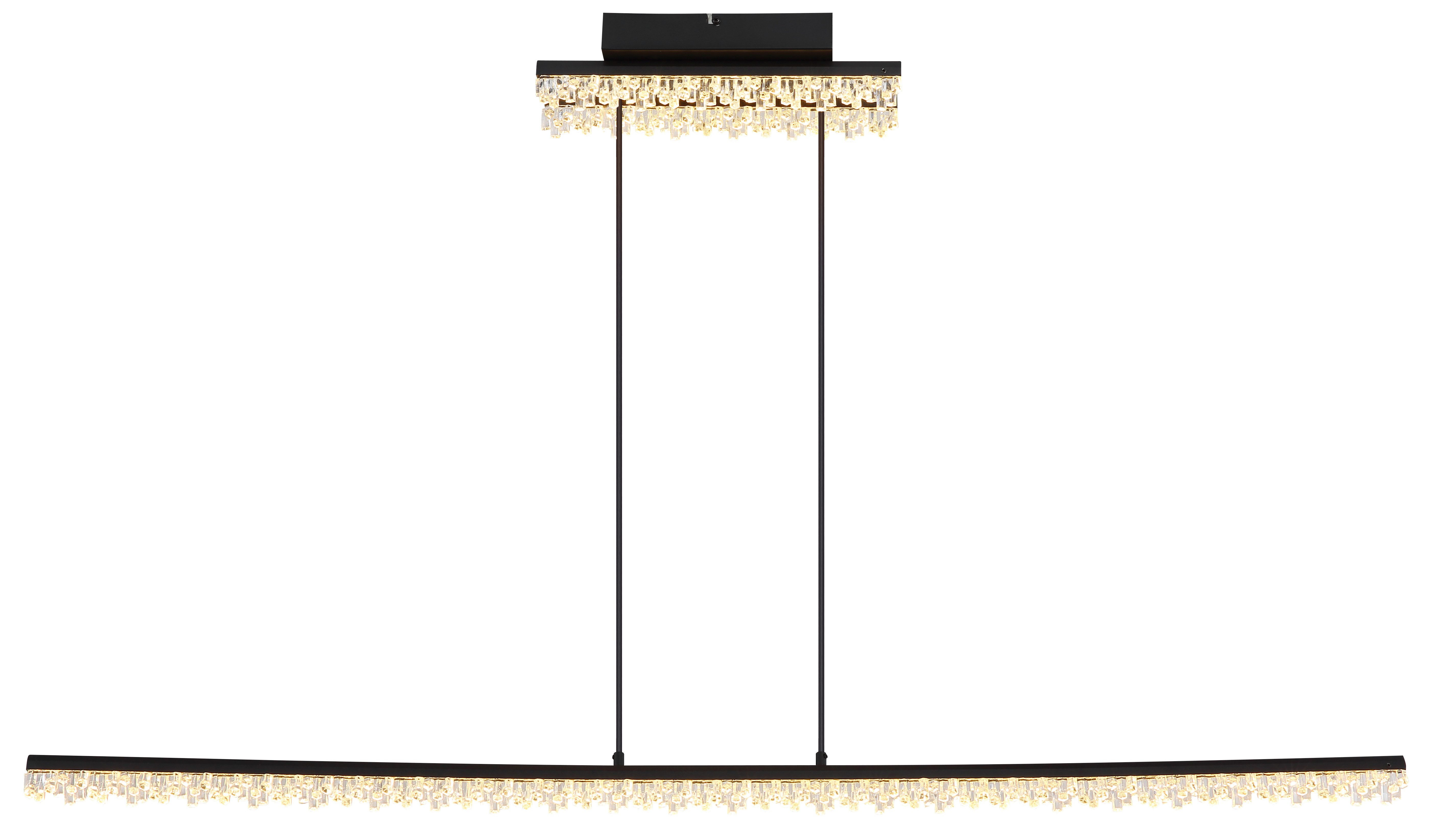 GLOBO LIGHTING Hängeleuchte HILTON, LED fest integriert, Warmweiß, Wohnzimmerleuchte schwarz matt, Acrylkristalle, LED 32W