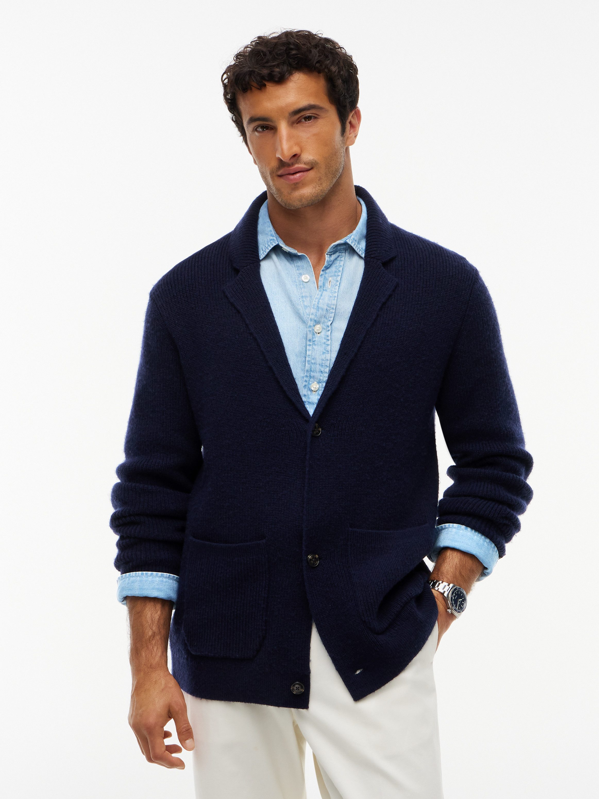 Tommy Hilfiger Cardigan NY KNITTED CARDIGAN im Sakko-Optik, normale Passform, Wollmix