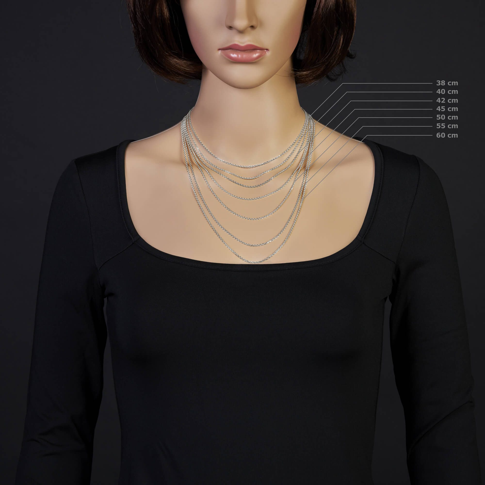 Schmuck Krone Goldkette 1,5mm Ankerkette aus 585 Weißgold, 55cm, Gold 585