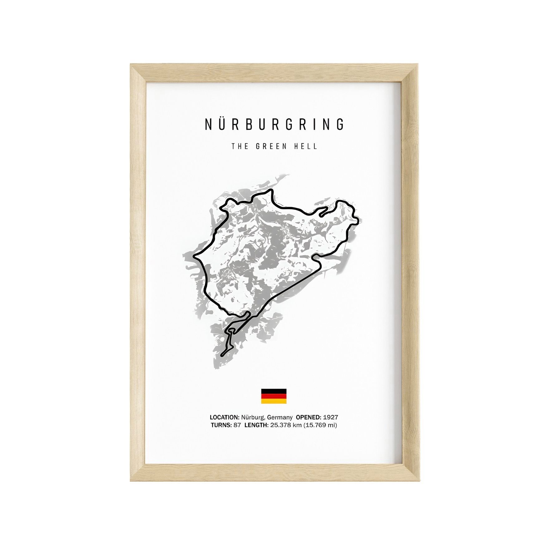 JUSTGOODMOOD Premium Rennstrecke ® ohne 1 Poster · Poster Formel Nürburgring Rahmen
