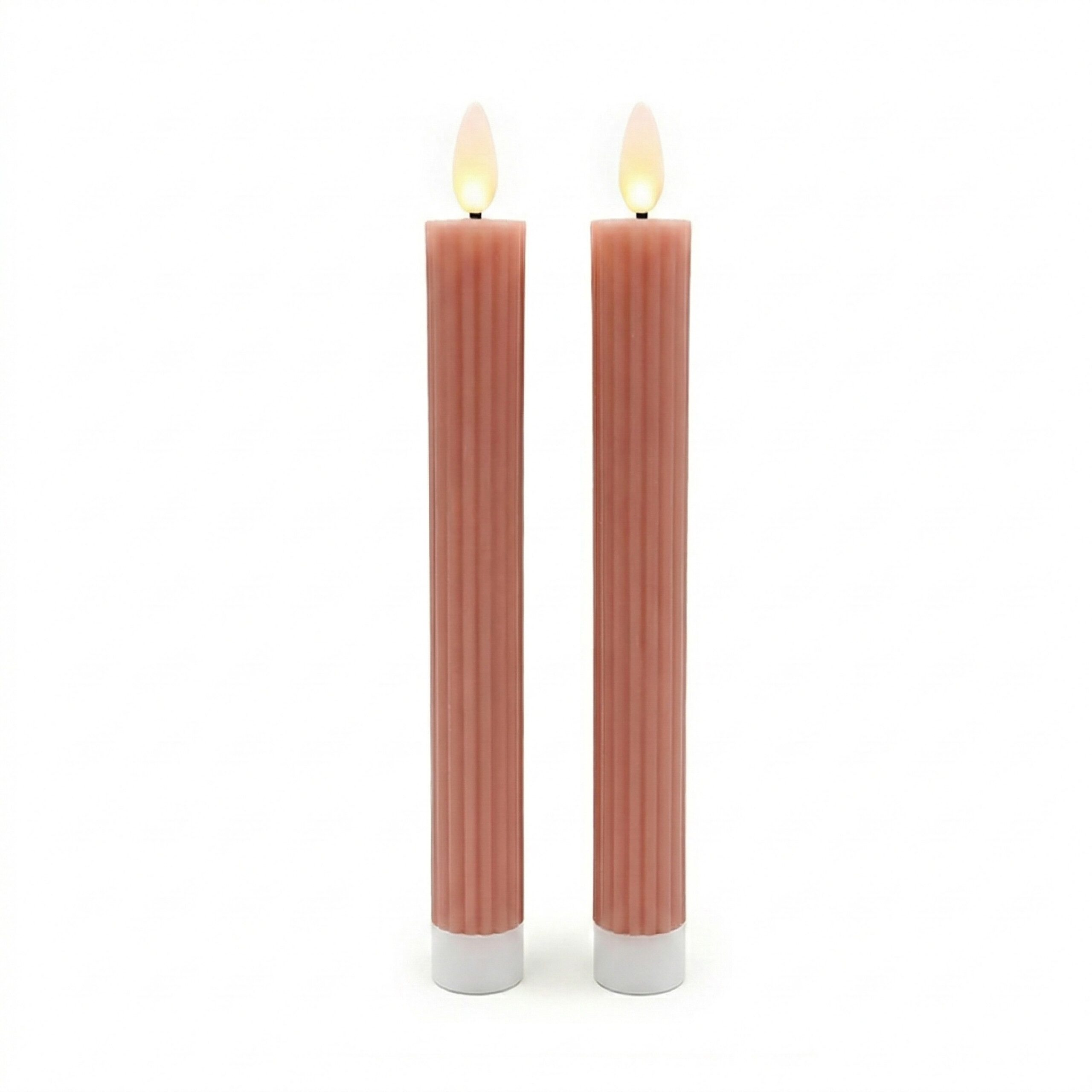 relaxdays LED-Kerze LED Stabkerzen 2er Set, Altrosa