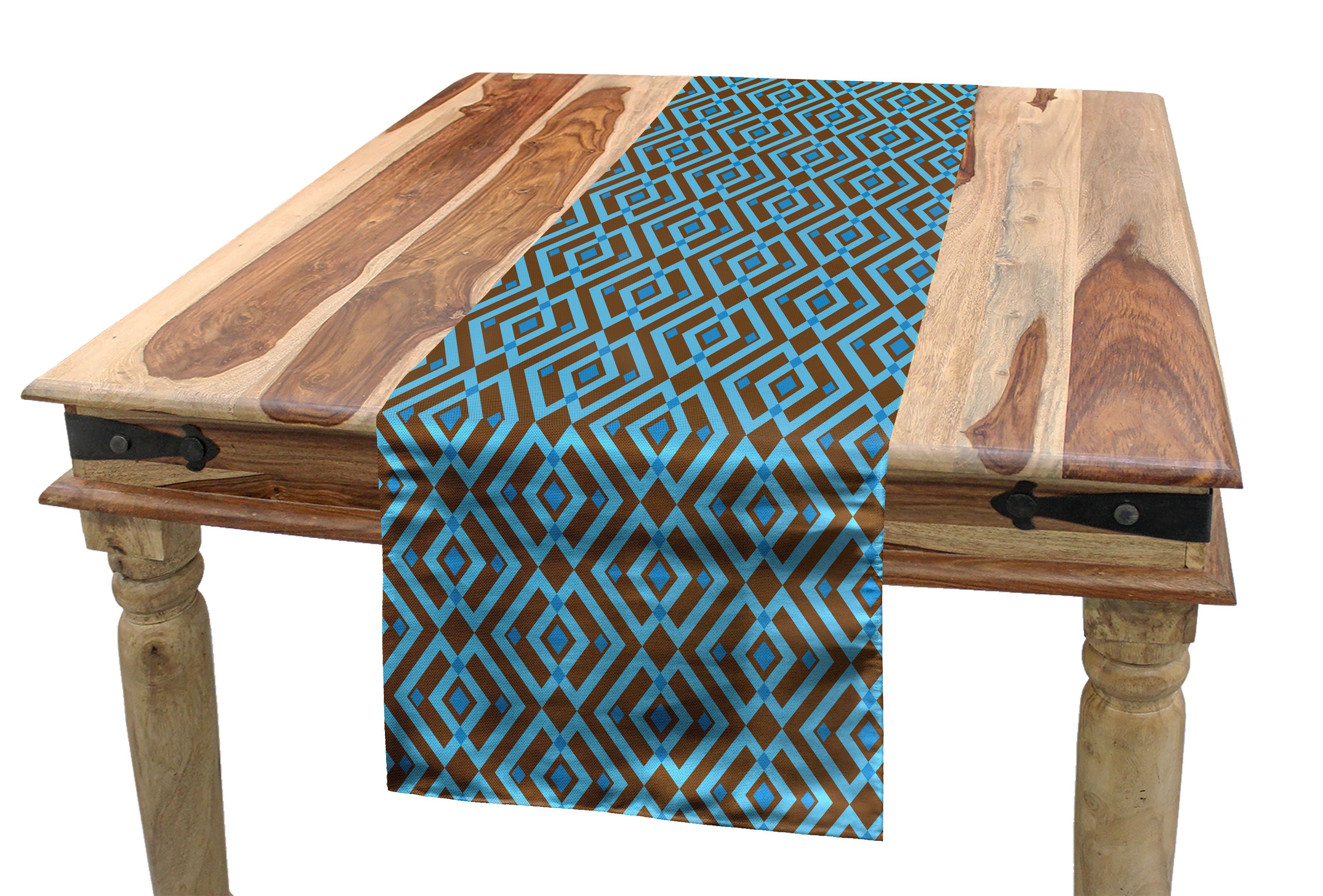 Nested-Quadrat-Muster Rechteckiger Tischläufer Dekorativer Tischläufer, Abakuhaus Küche Esszimmer Geometrisch