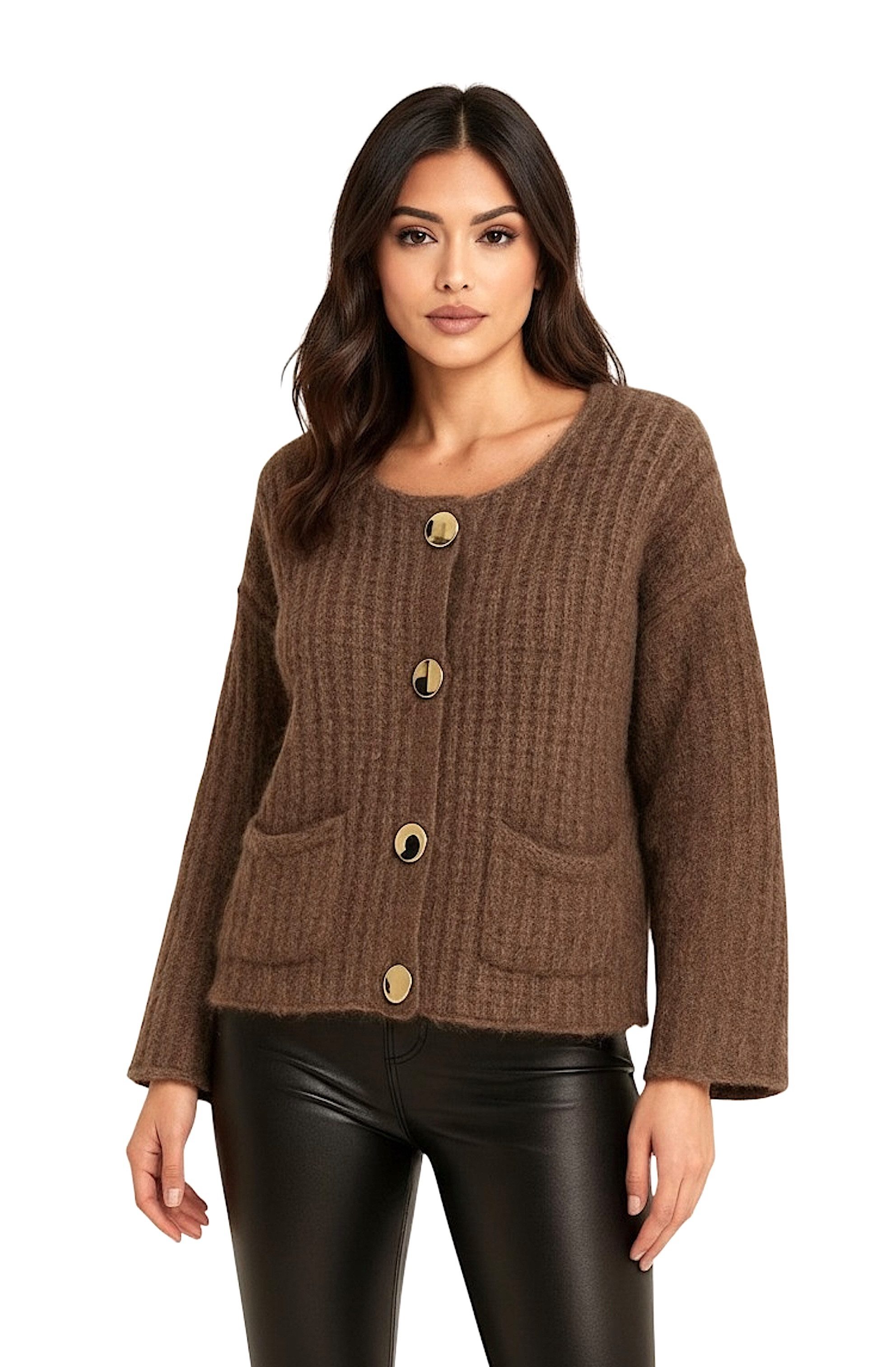 Worldclassca Cardigan WORLDCLASSCA Damen Oversize Cardigan Strickjacke mit Knöpfen Fashion Neue Kollektion - Stilvolle und gemütliche Strickmode für Damen