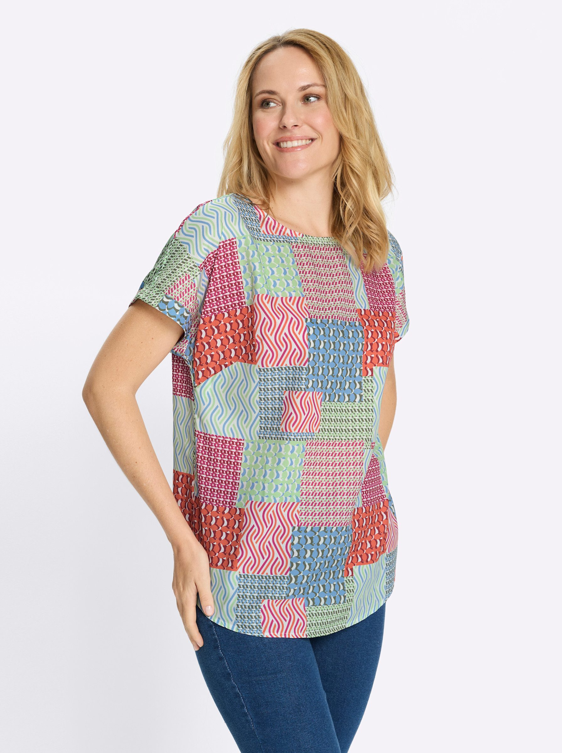 Sieh an! Klassische Bluse Schlupfbluse Kurzarm