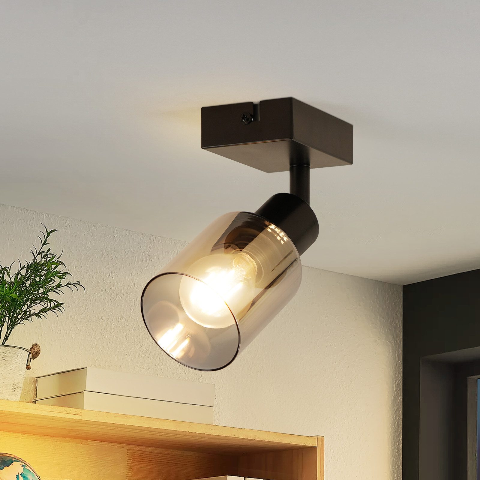 Nettlife Deckenstrahler Vintage Schwarz Glas E14 Retro Deckenleuchte Schwen günstig online kaufen