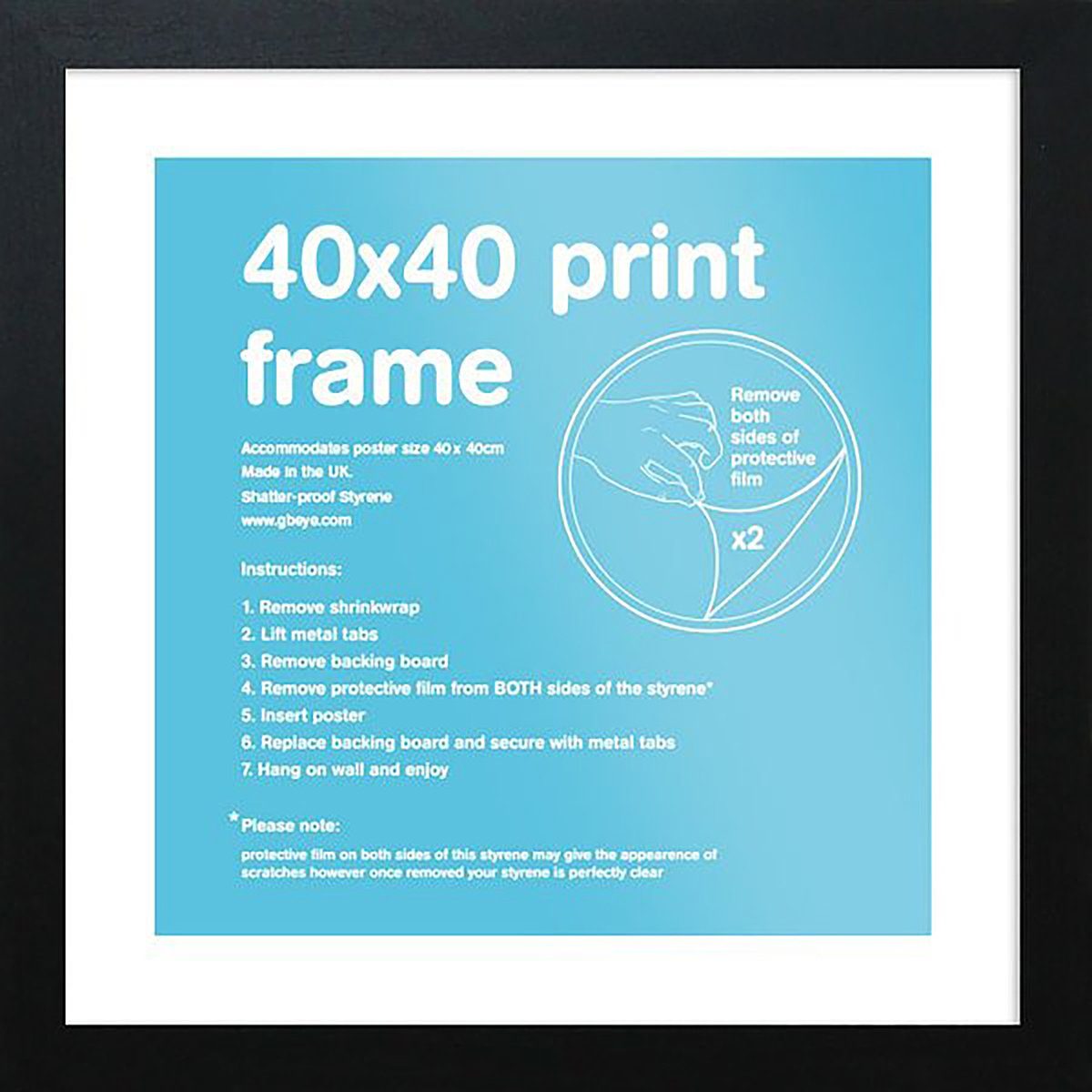 Close Up Posterrahmen 40x40 Cm Schwarz – Aus MDF Mit Plexiglas, Minimalistisch, Profil 20x15 Mm