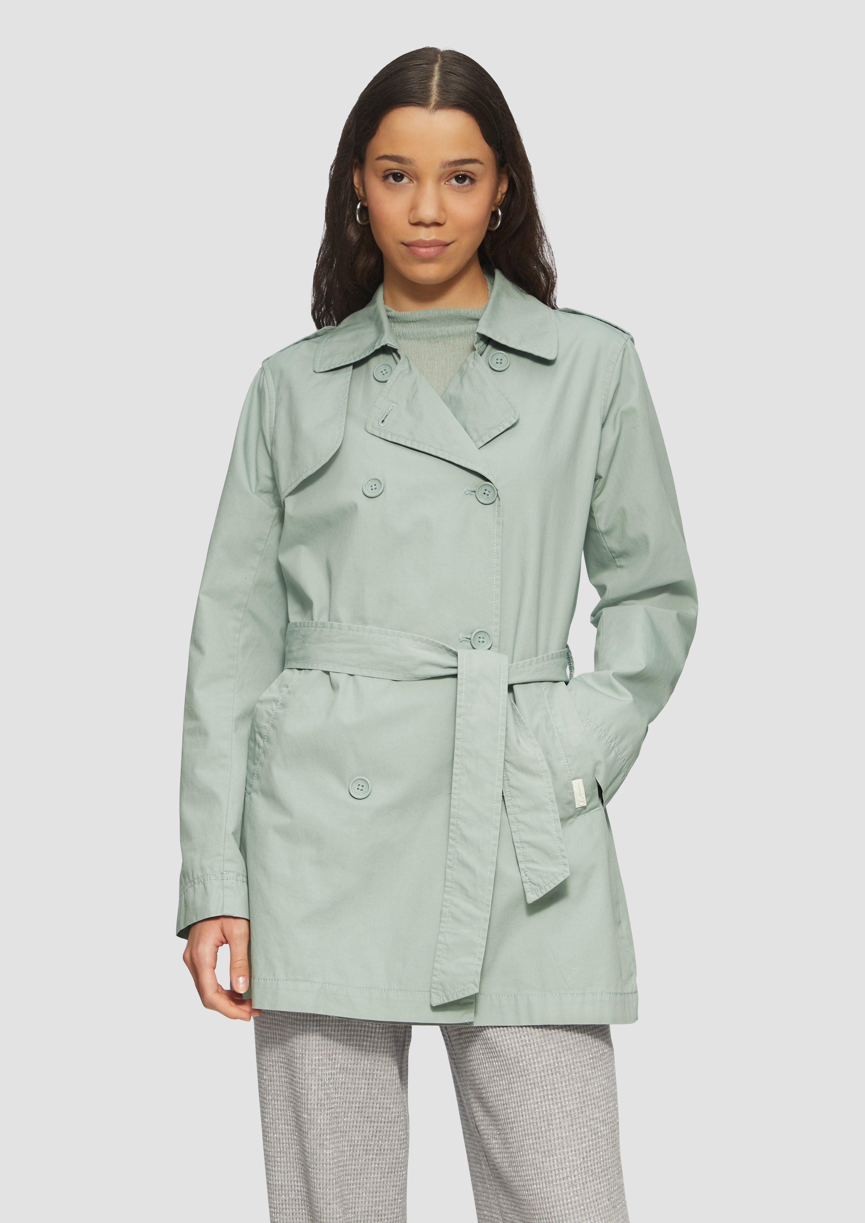 QS Outdoorjacke Kurzer Trenchcoat aus Baumwolle günstig online kaufen